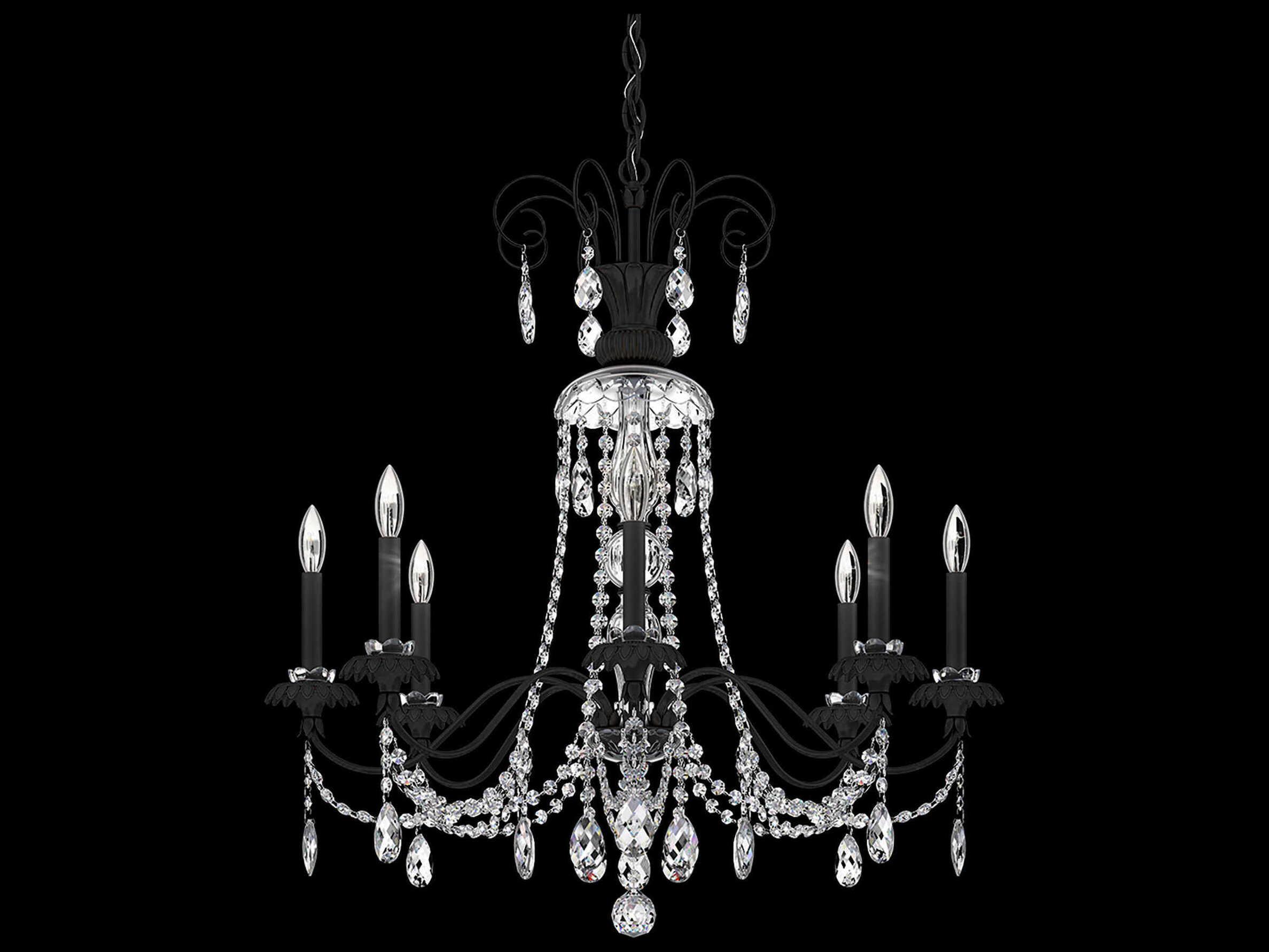 Schonbek Helenia 8-Light Black Crystal Candelabra Chandelier