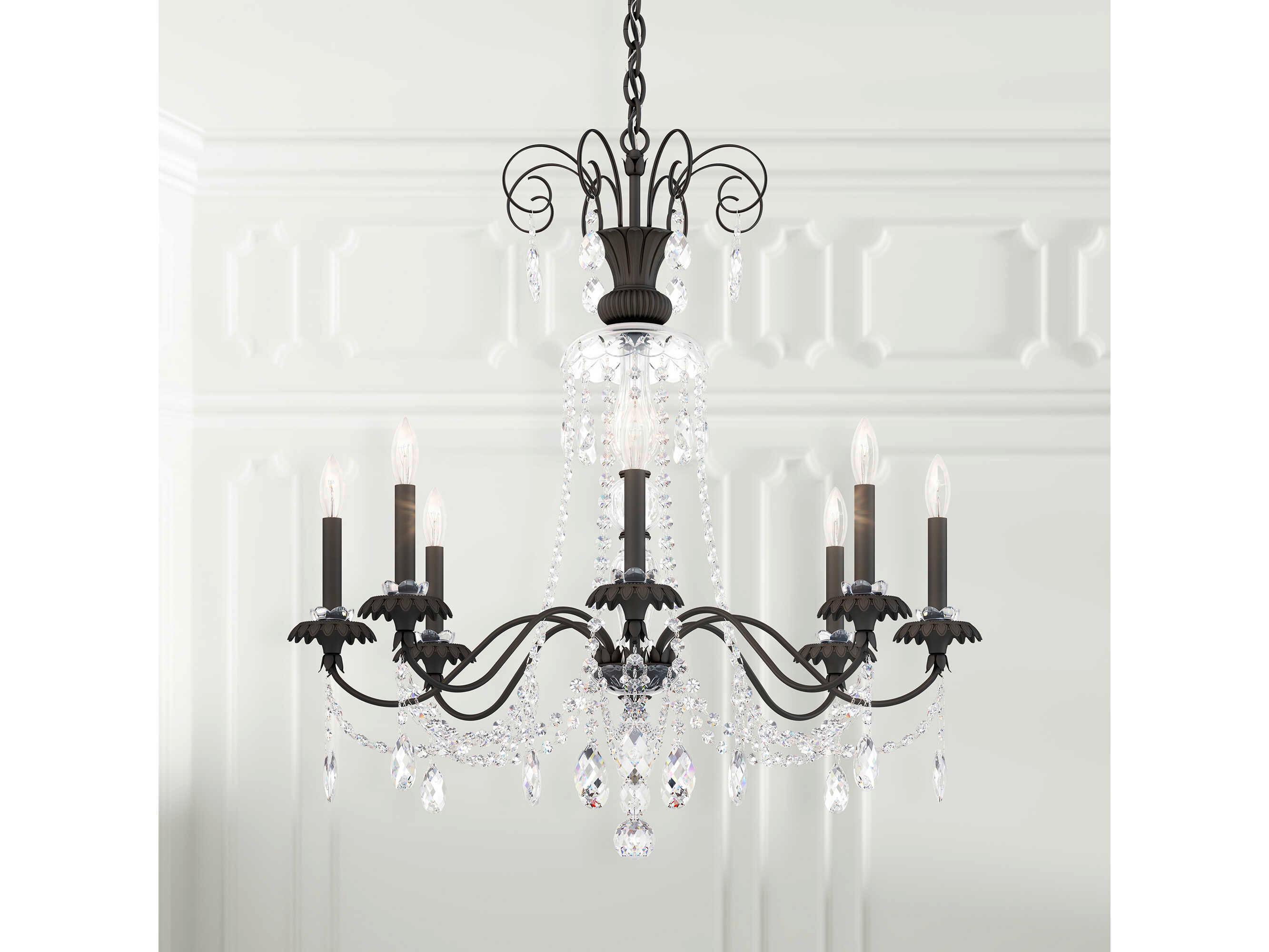 Schonbek Helenia 8-Light Black Crystal Candelabra Chandelier