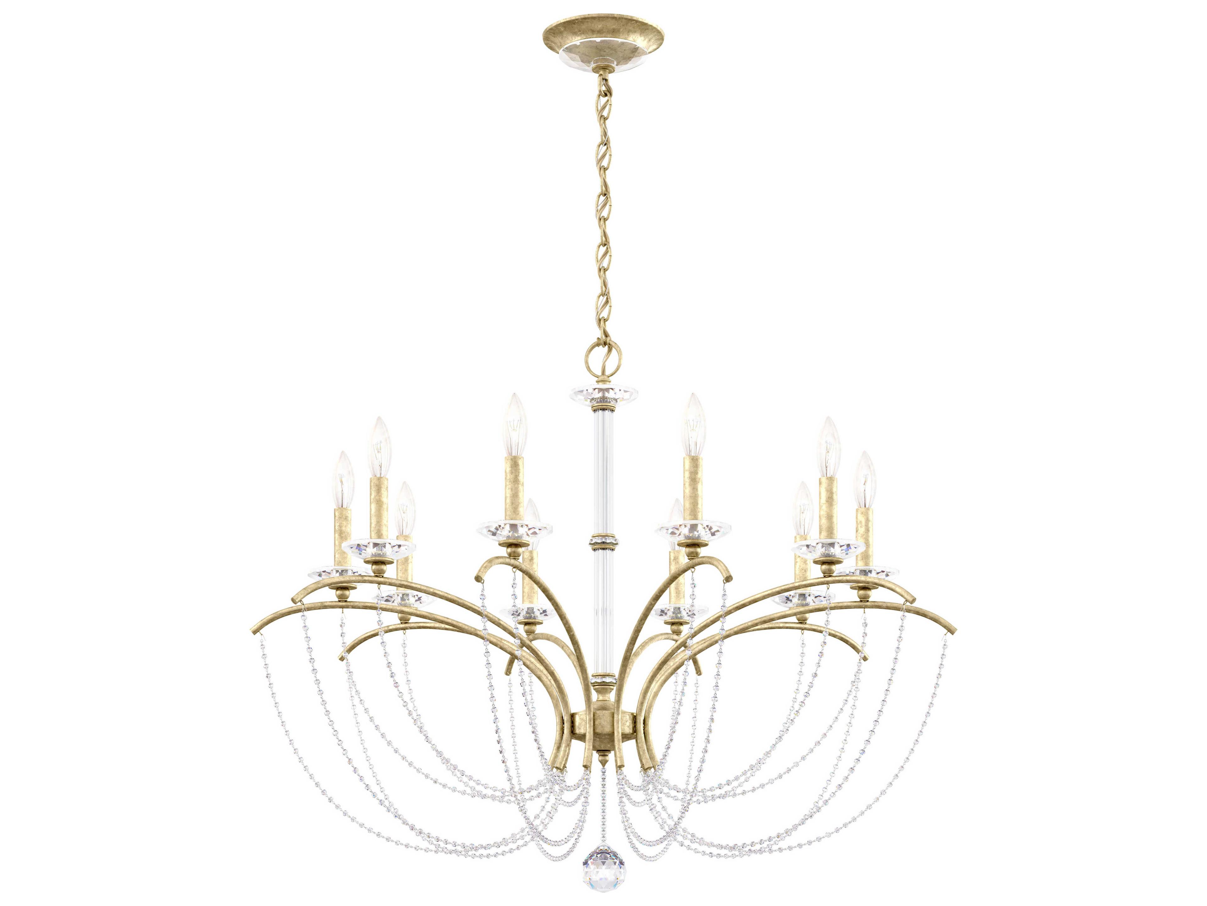 Schonbek Priscilla 10-Light Gold Crystal Candelabra Chandelier
