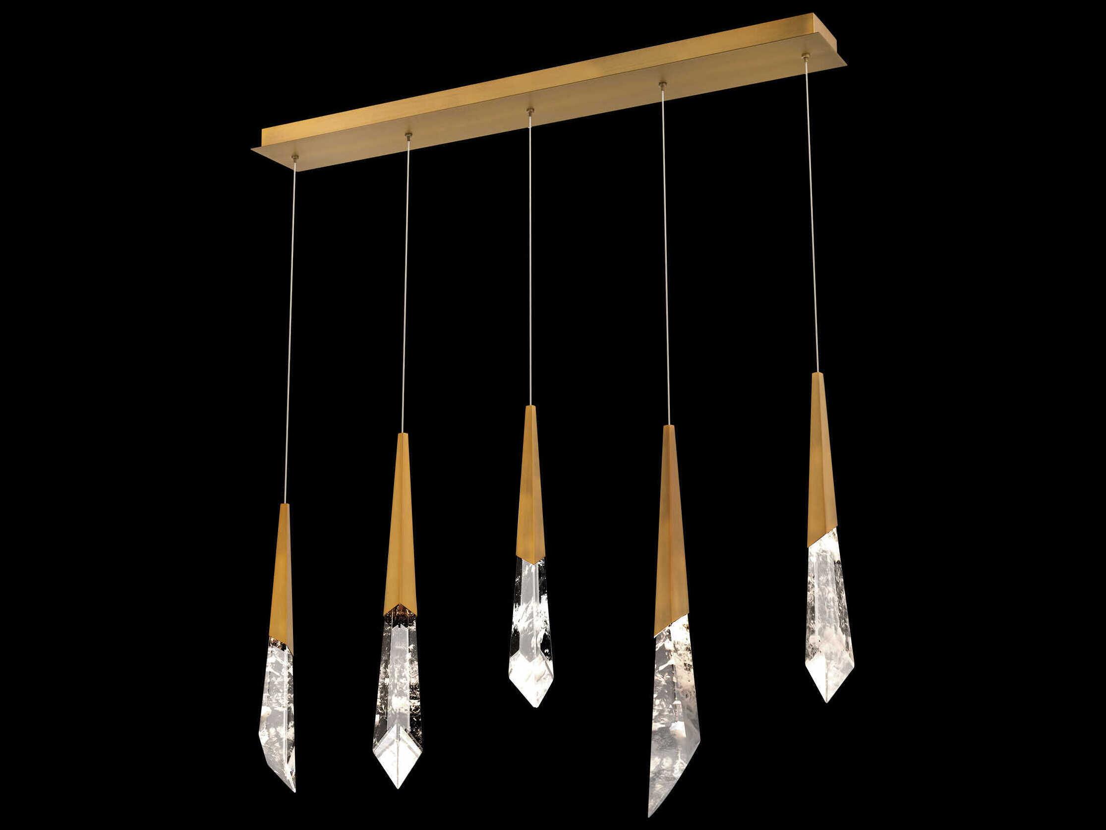Schonbek Solitude 5-Light Aged Brass Linear Island Pendant