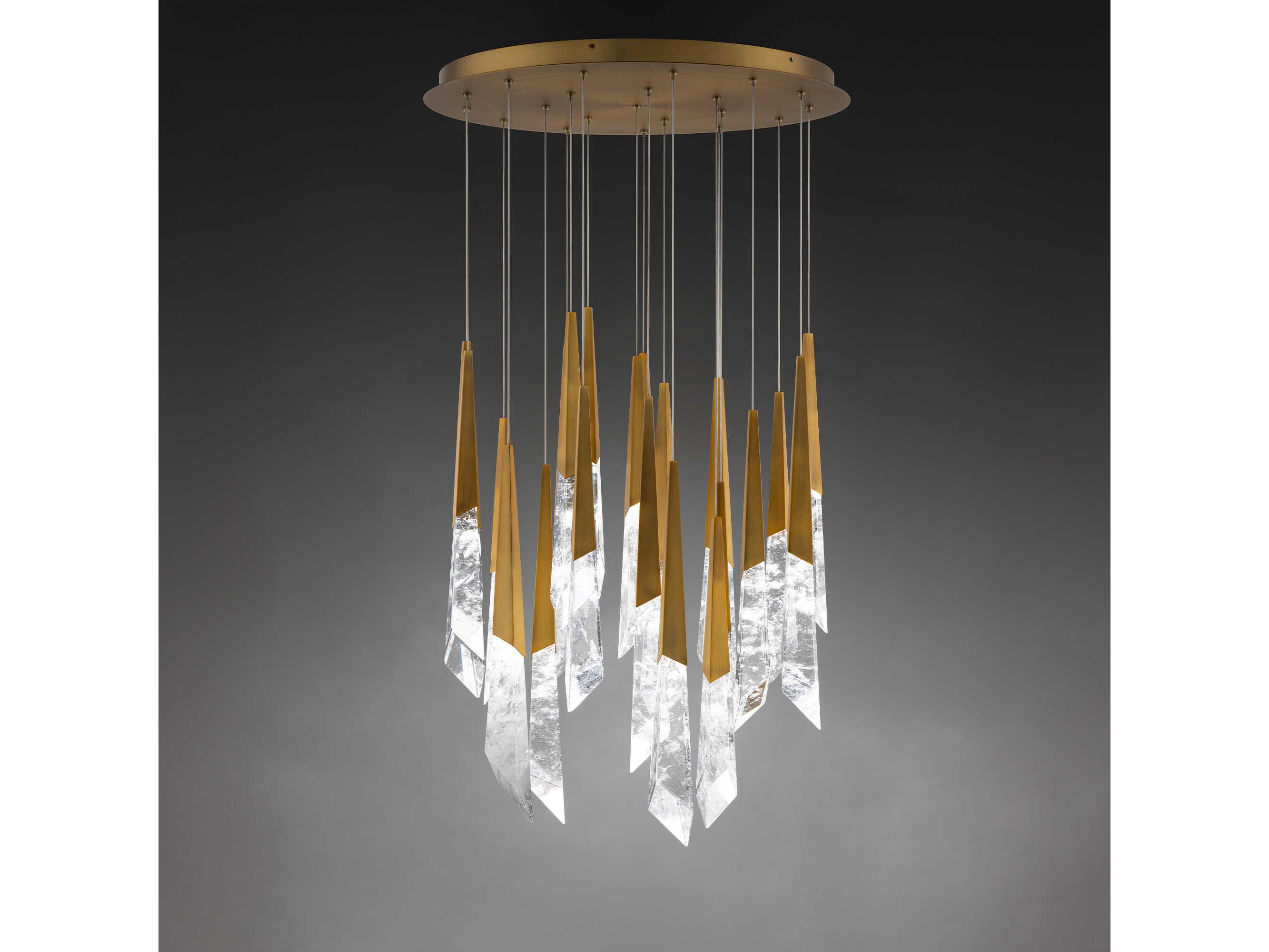 Schonbek Solitude 21-Light Aged Brass Linear Pendant