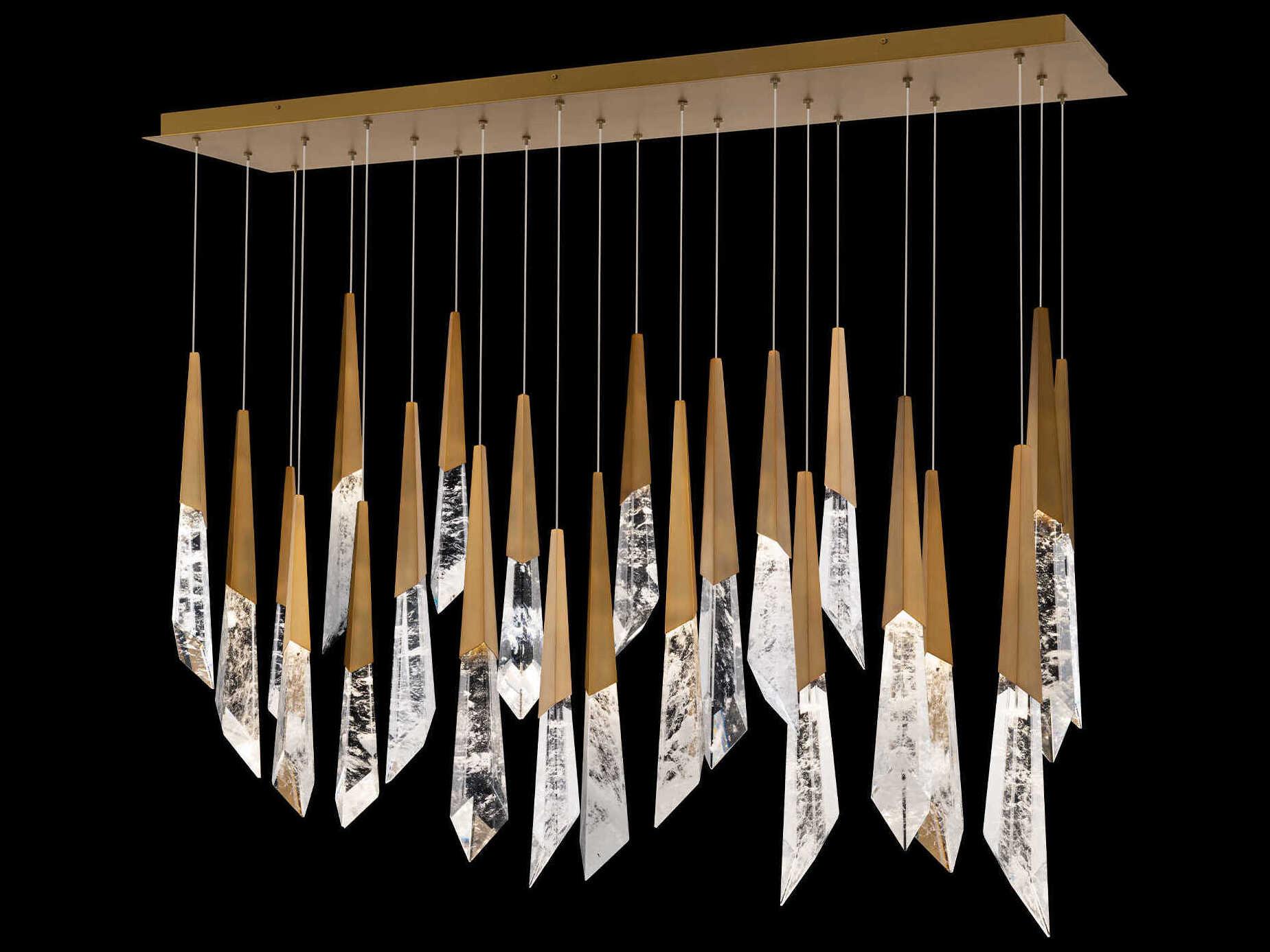 Schonbek Solitude 23-Light Aged Brass Linear Island Pendant