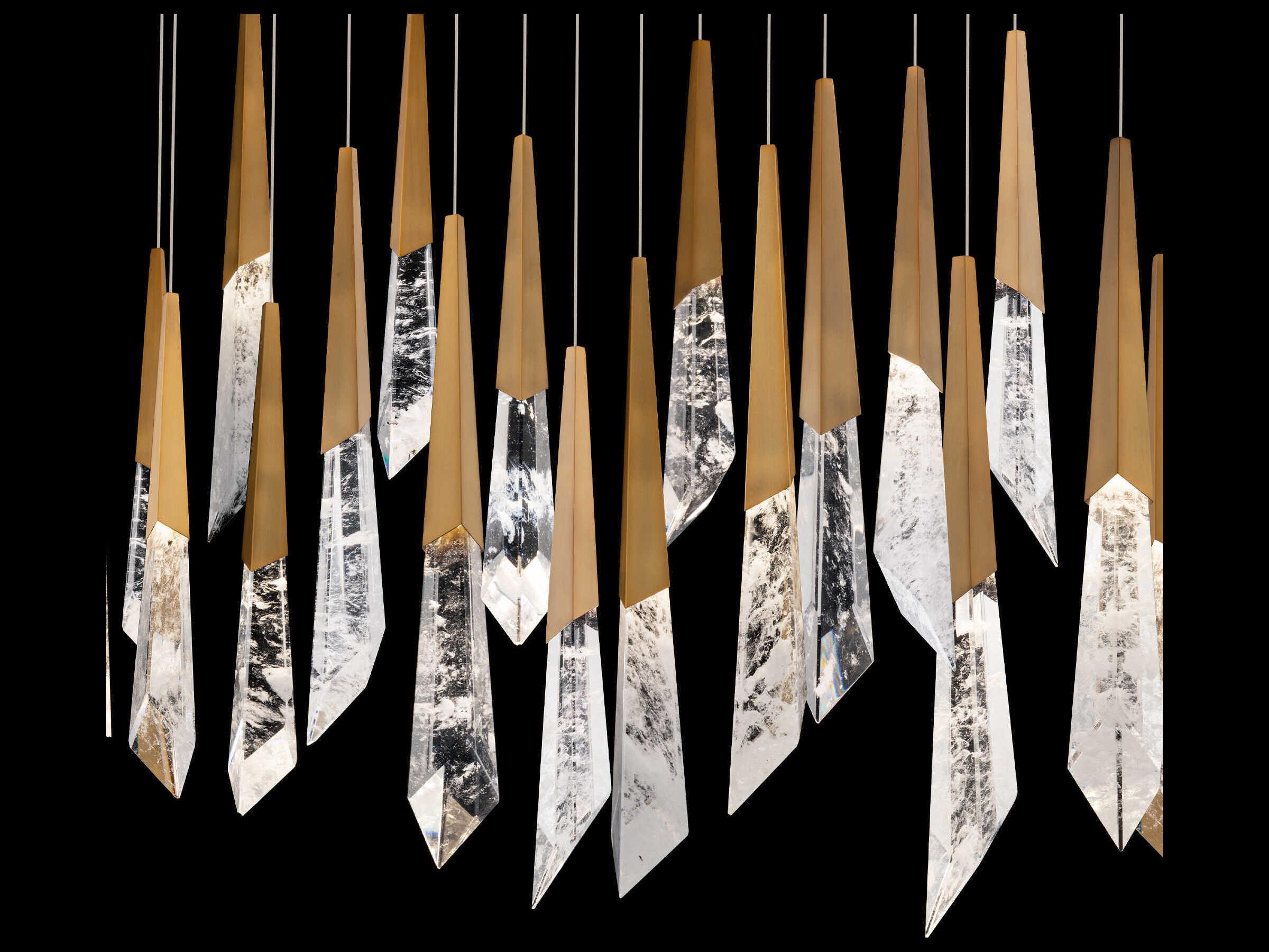 Schonbek Solitude 23-Light Aged Brass Linear Island Pendant