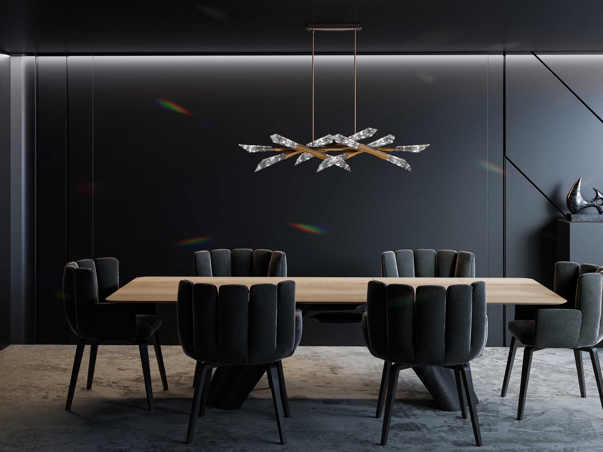 Schonbek Solitude 12-Light Aged Brass Linear Island Pendant