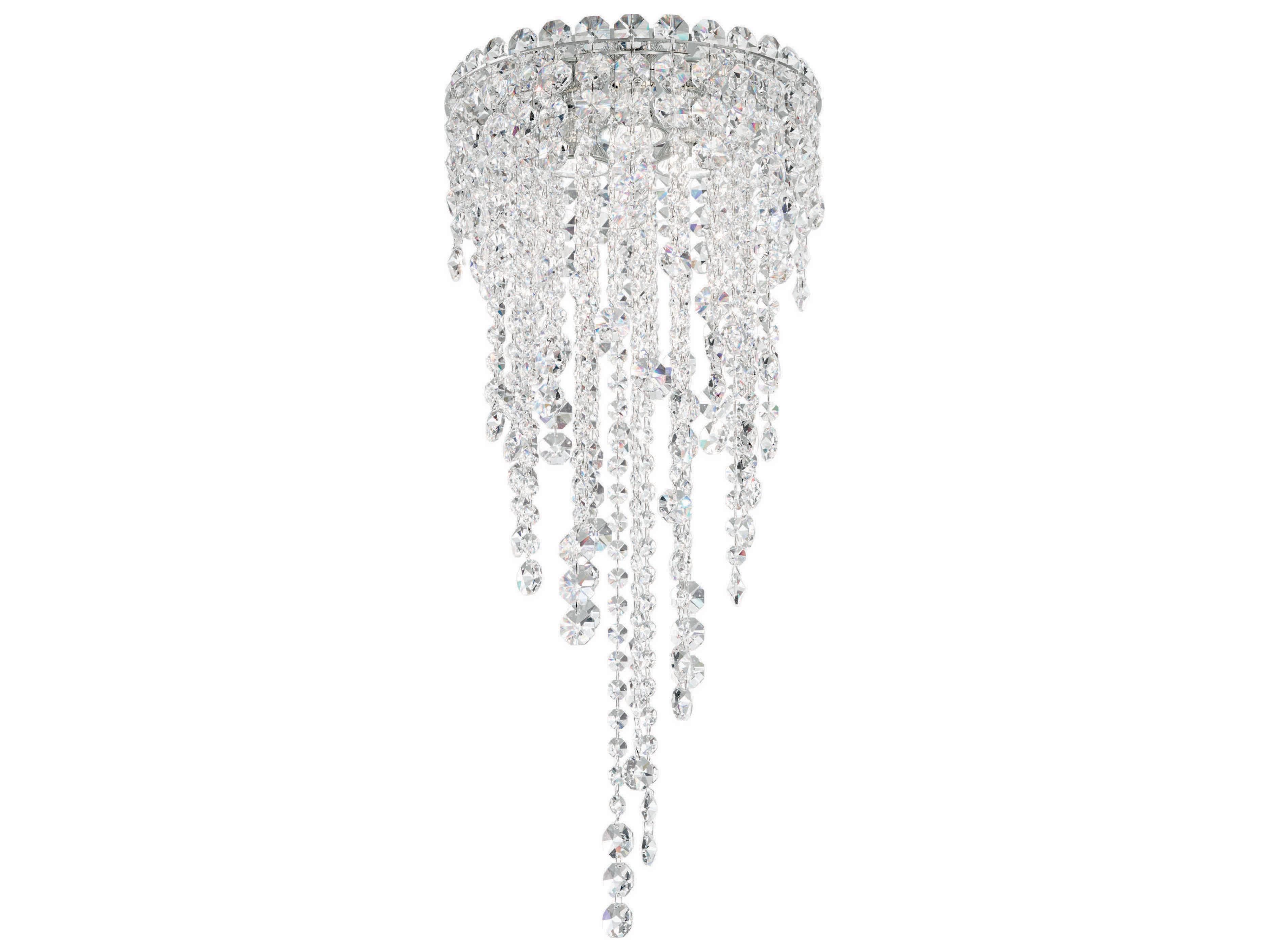 Schonbek Chantant 3-Light Stainless Steel Crystal Round Flush Mount