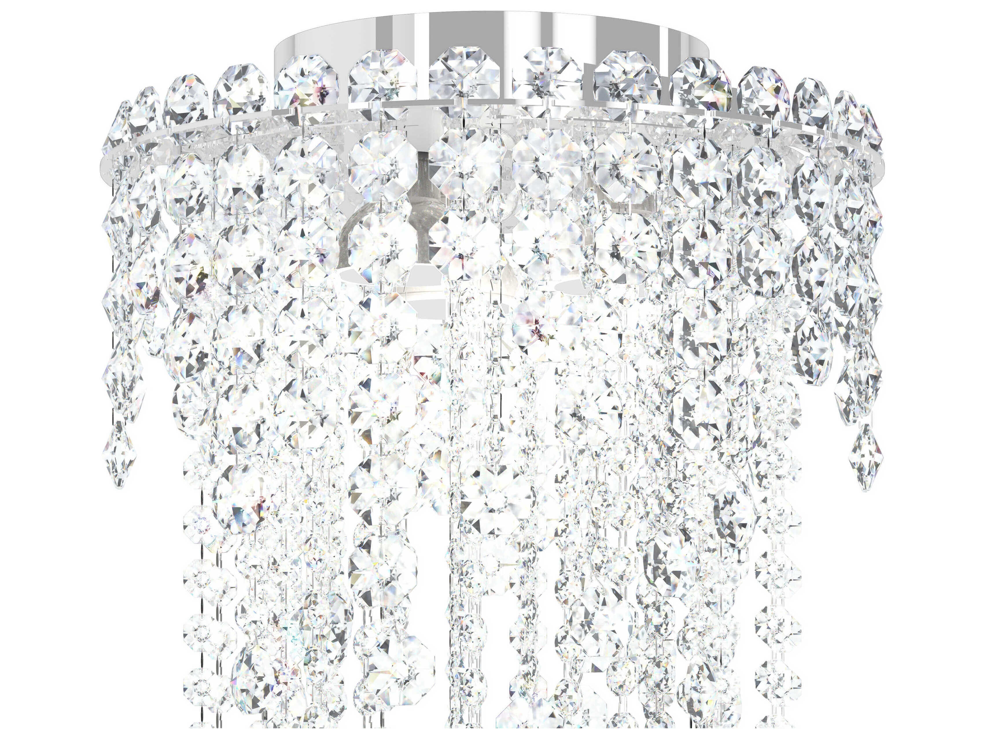 Schonbek Chantant 3-Light Stainless Steel Crystal Round Flush Mount