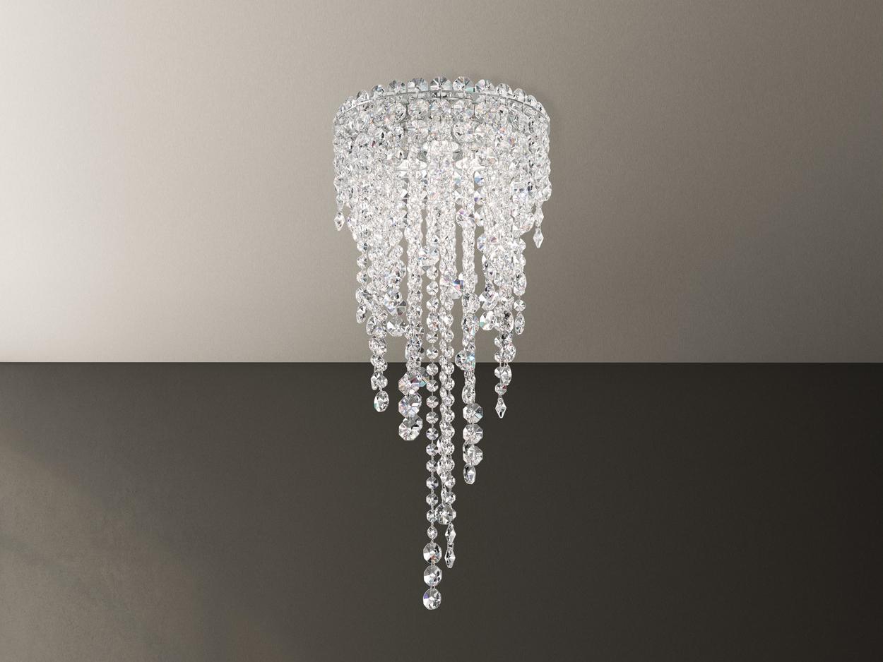 Schonbek Chantant 3-Light Stainless Steel Crystal Round Flush Mount