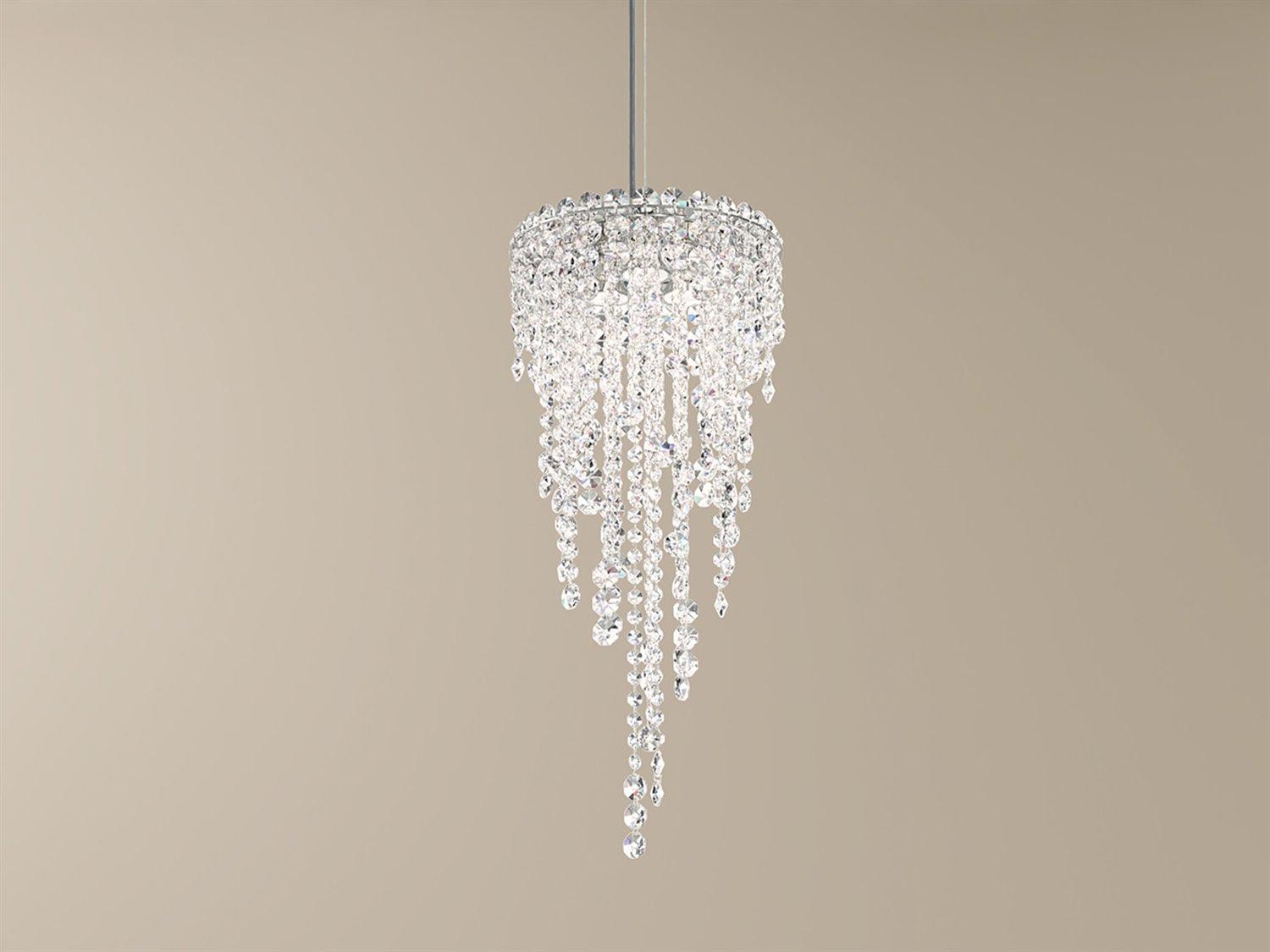 Schonbek Chantant 3-Light Stainless Steel Crystal Round Mini Pendant