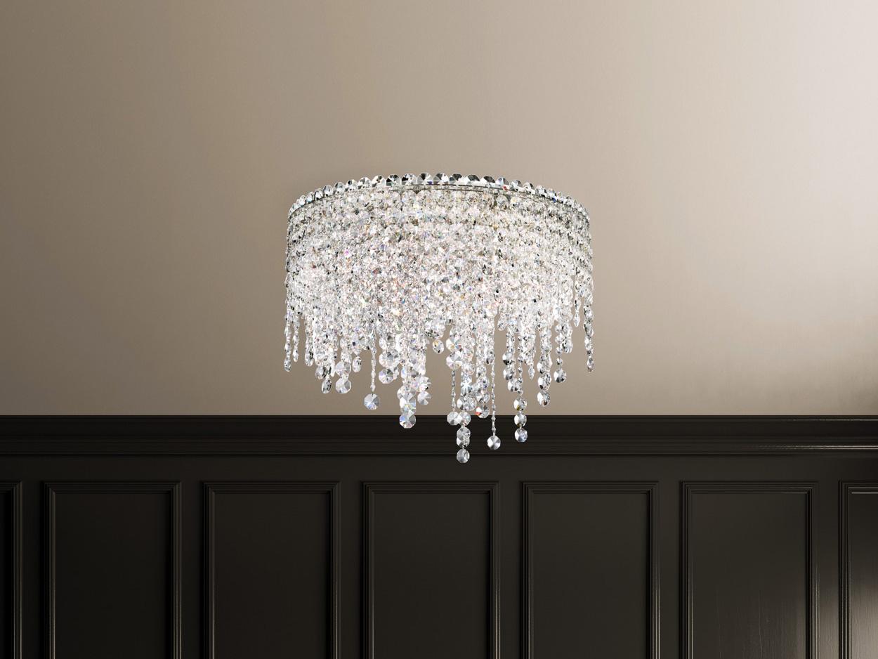 Schonbek Chantant 5-Light Stainless Steel Crystal Round Flush Mount