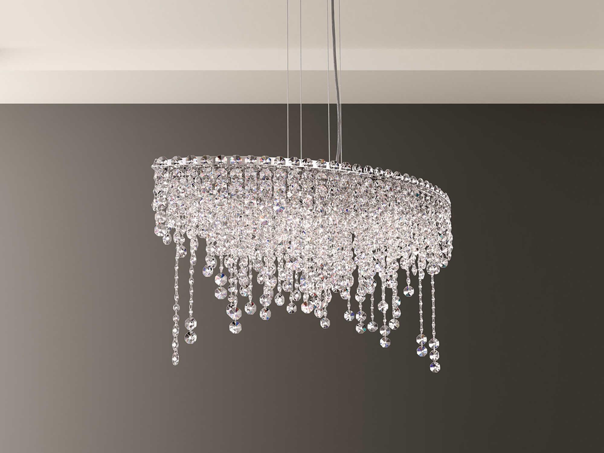 Schonbek Chantant 6-Light Stainless Steel Crystal Linear Island Pendant