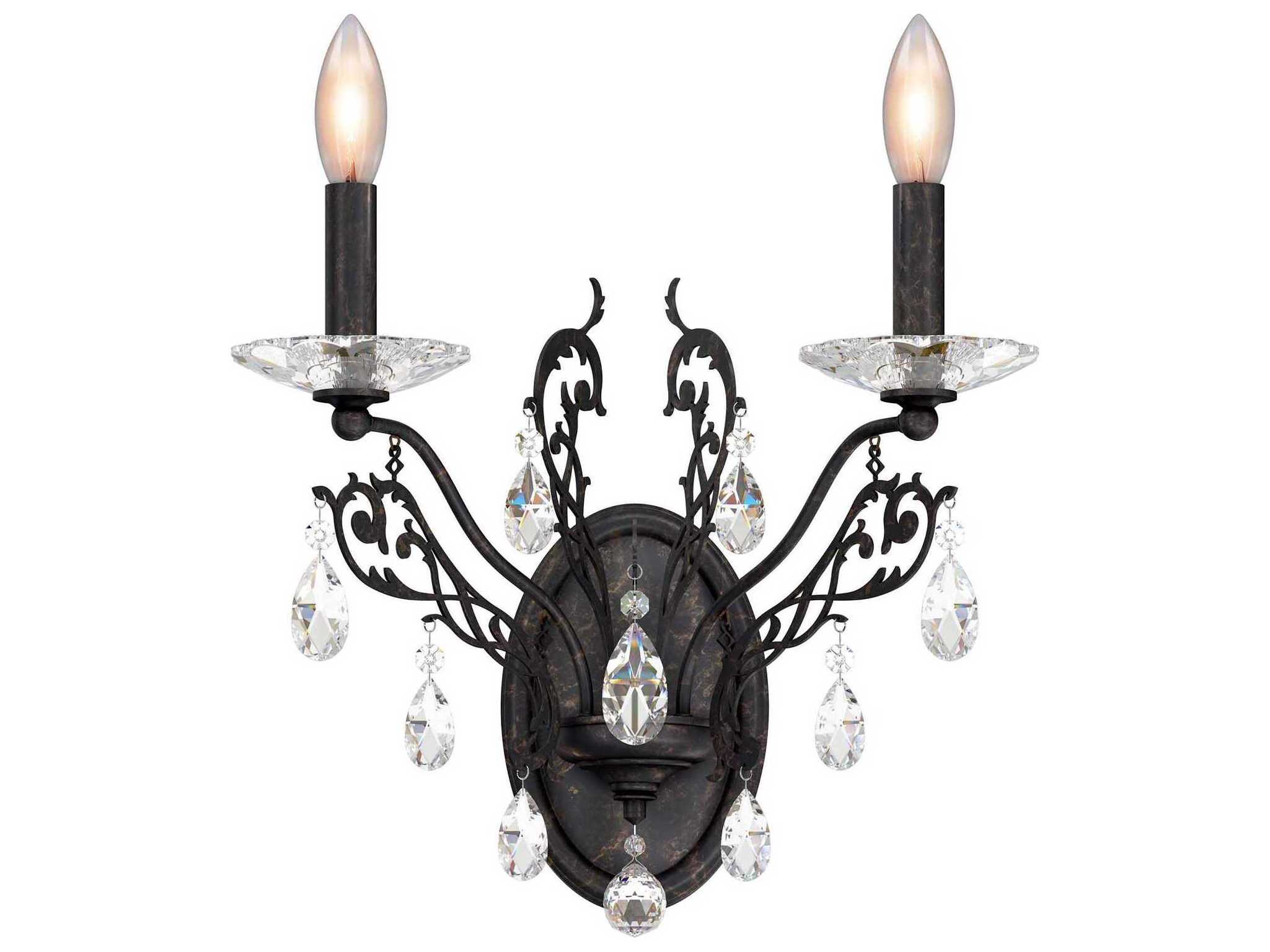 Schonbek Filigrae 2-Light Silver Crystal Wall Sconce