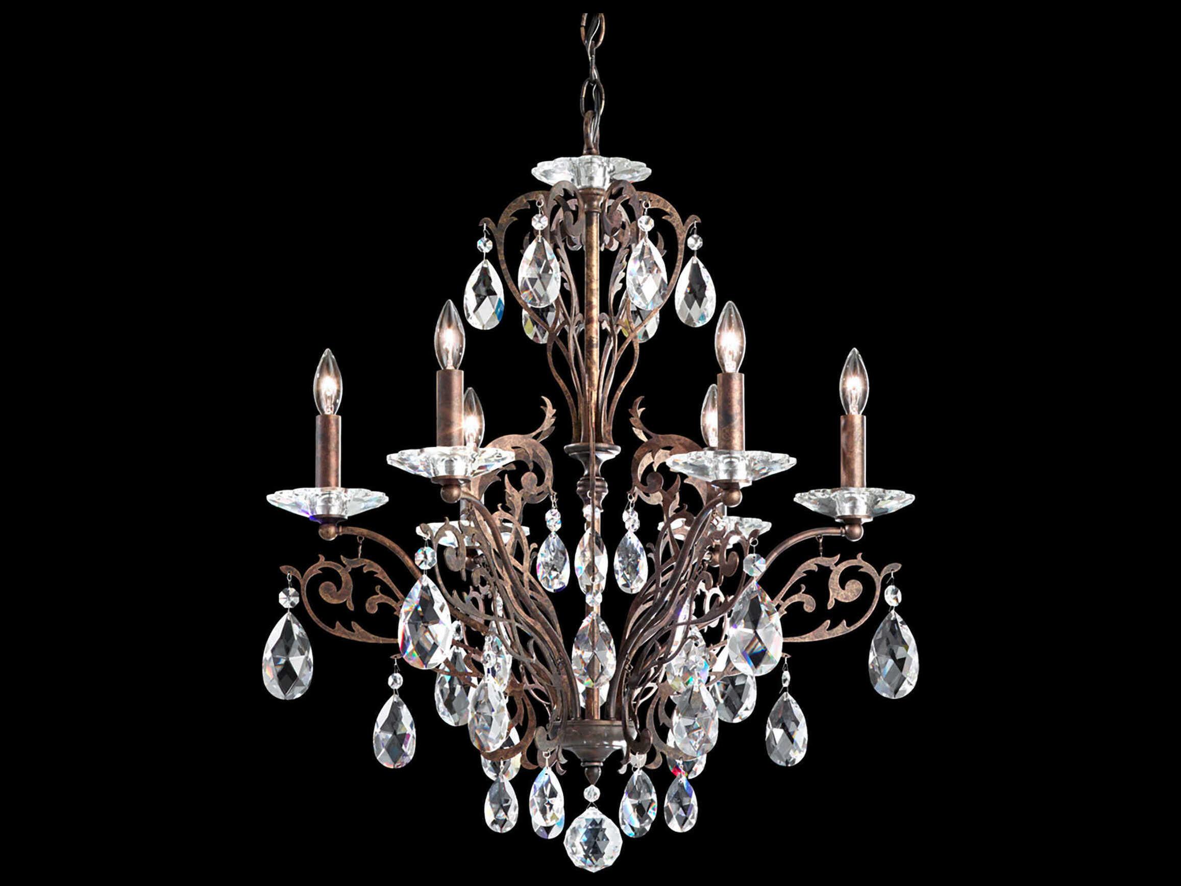 Schonbek Filigrae 6-Light Bronze Crystal Candelabra Chandelier