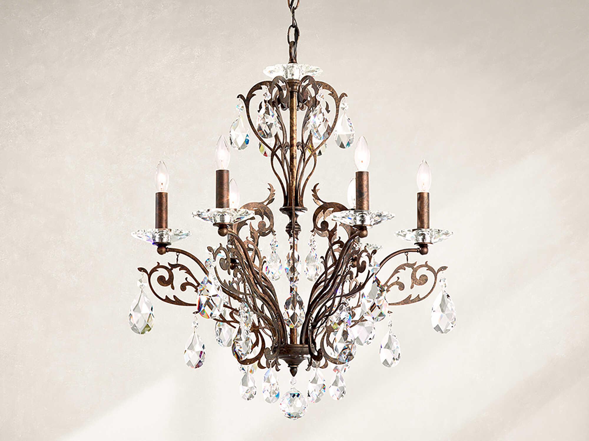 Schonbek Filigrae 6-Light Bronze Crystal Candelabra Chandelier