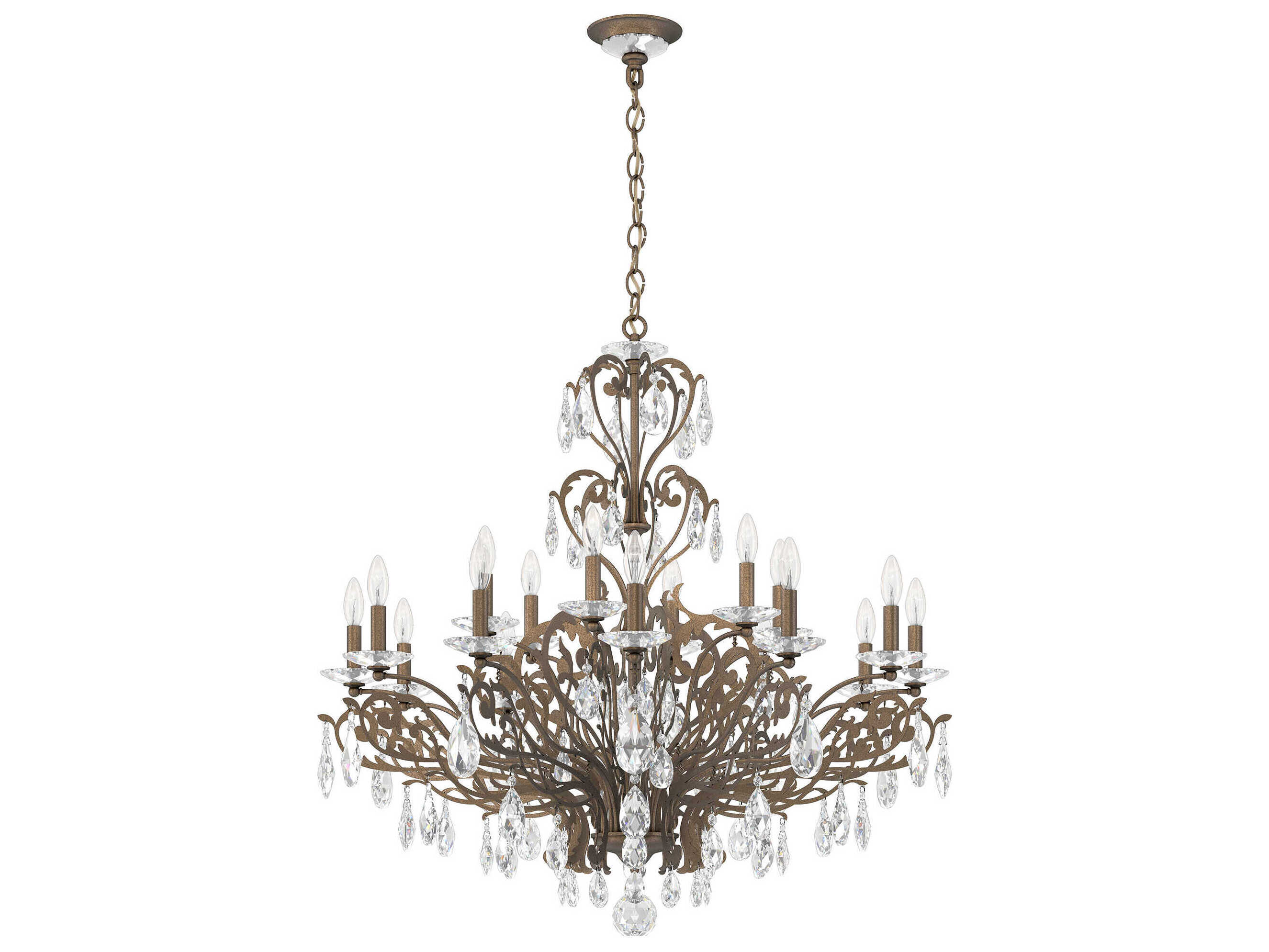 Schonbek Filigrae 18-Light Gold Crystal Candelabra Chandelier