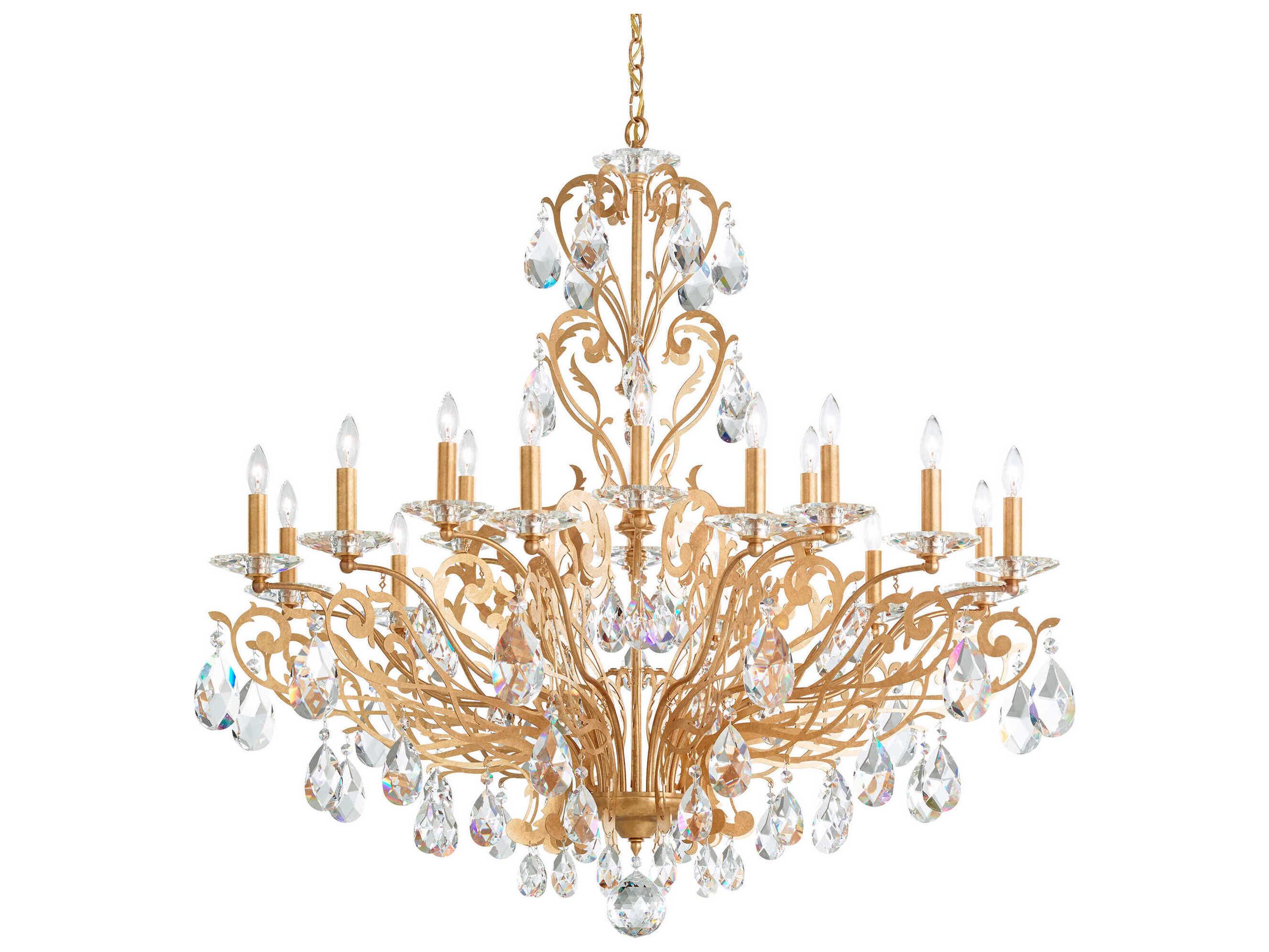 Schonbek Filigrae 18-Light Gold Crystal Candelabra Chandelier