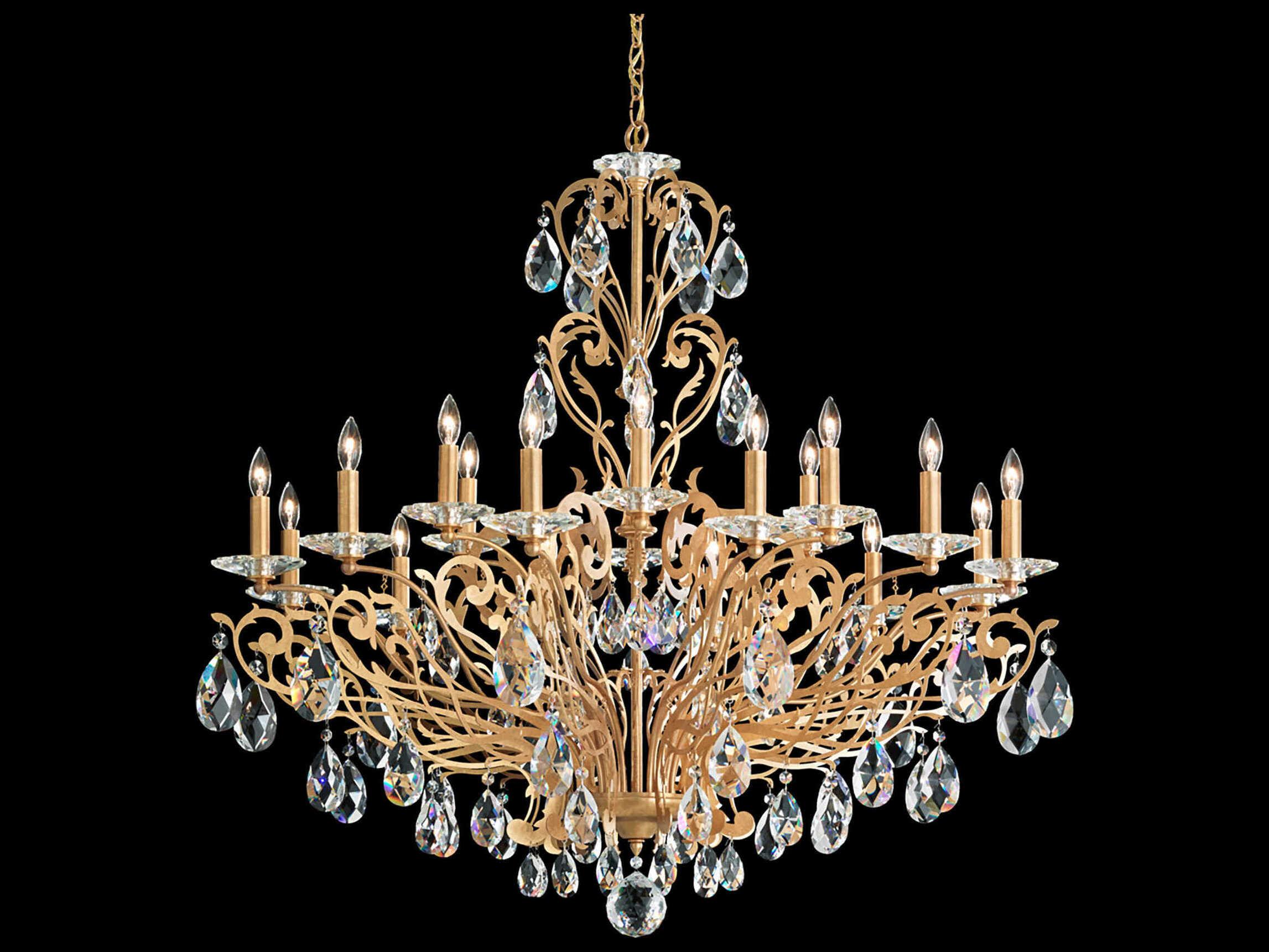 Schonbek Filigrae 18-Light Gold Crystal Candelabra Chandelier