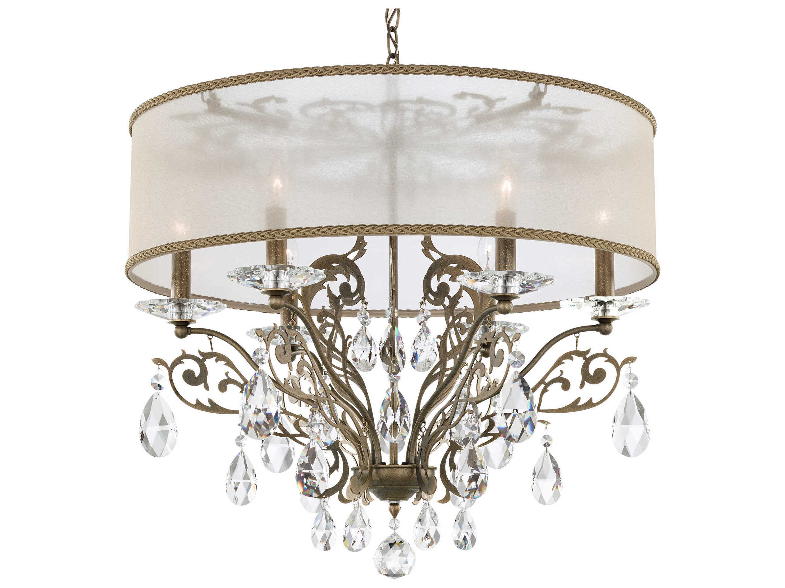 Schonbek Filigrae 6-Light Silver Crystal Candelabra Round Chandelier