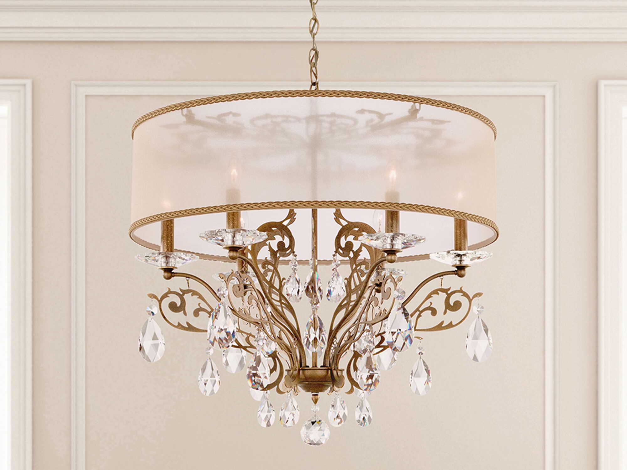 Schonbek Filigrae 6-Light Silver Crystal Candelabra Round Chandelier