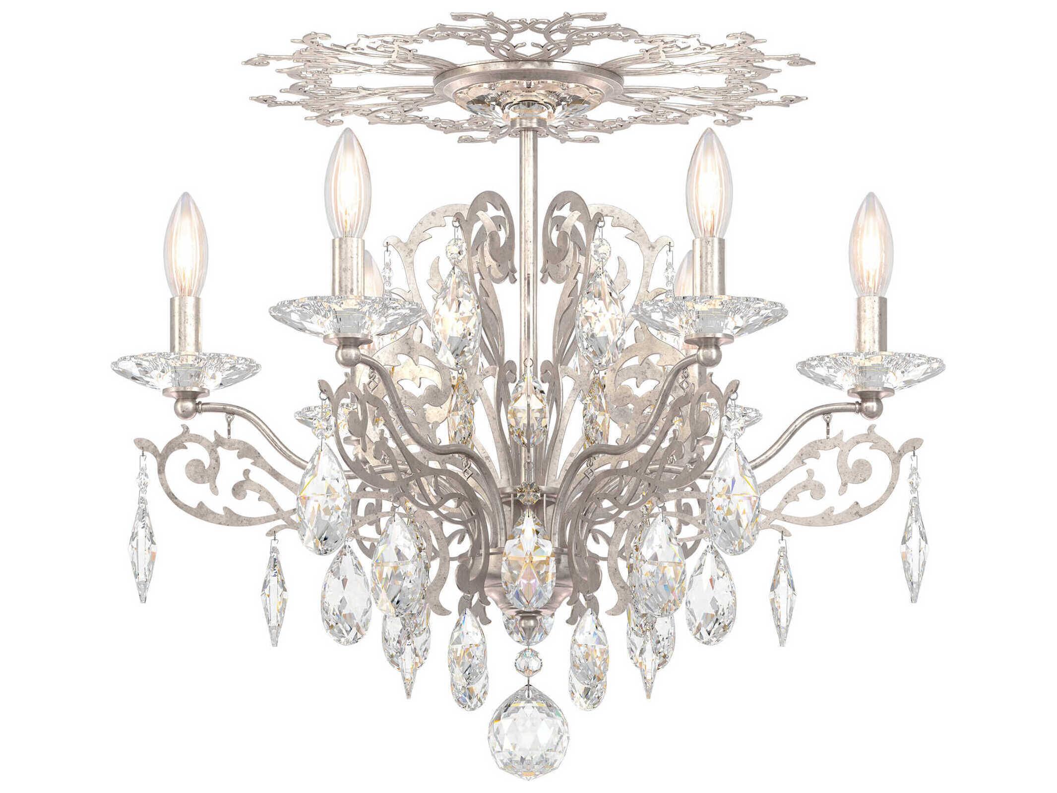 Schonbek Filigrae 6-Light Gold Crystal Semi Flush Mount