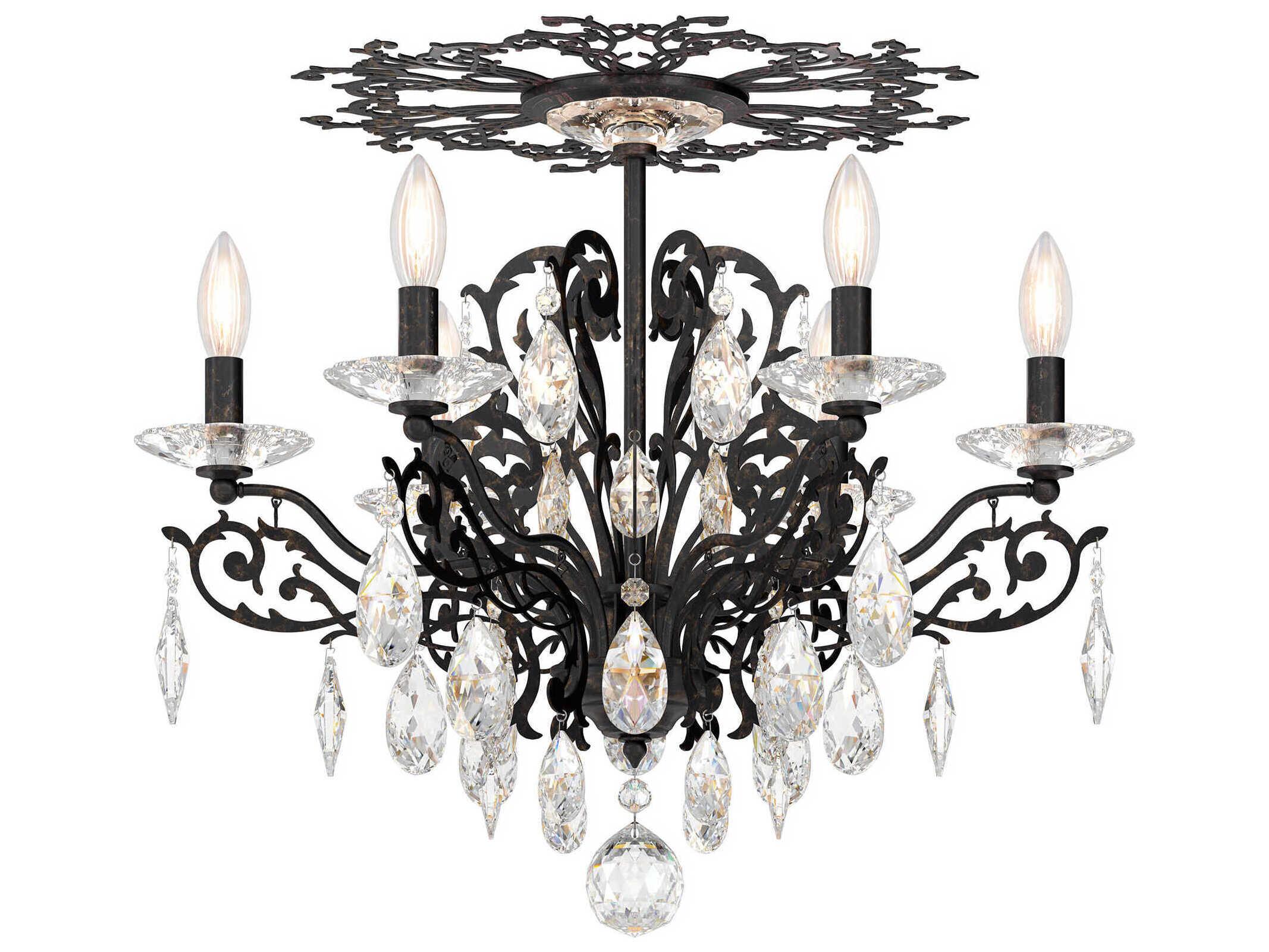 Schonbek Filigrae 6-Light Gold Crystal Semi Flush Mount