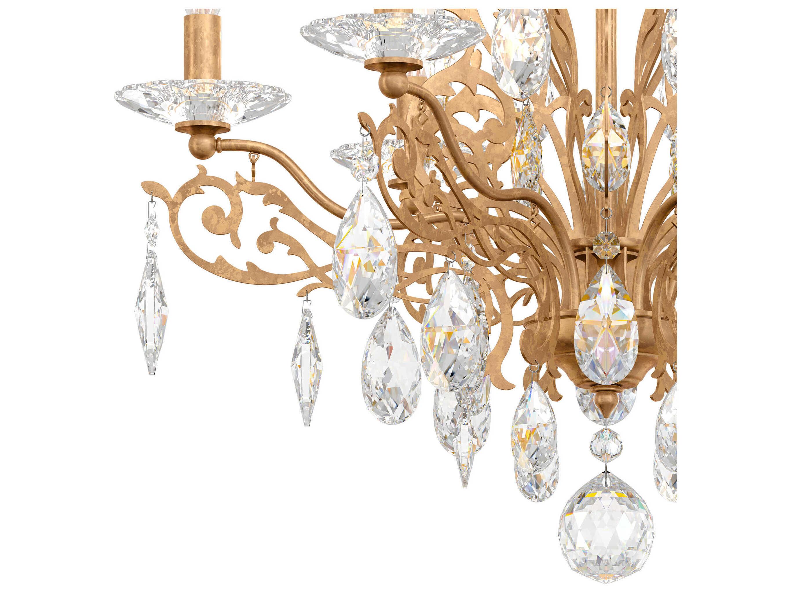 Schonbek Filigrae 6-Light Gold Crystal Semi Flush Mount