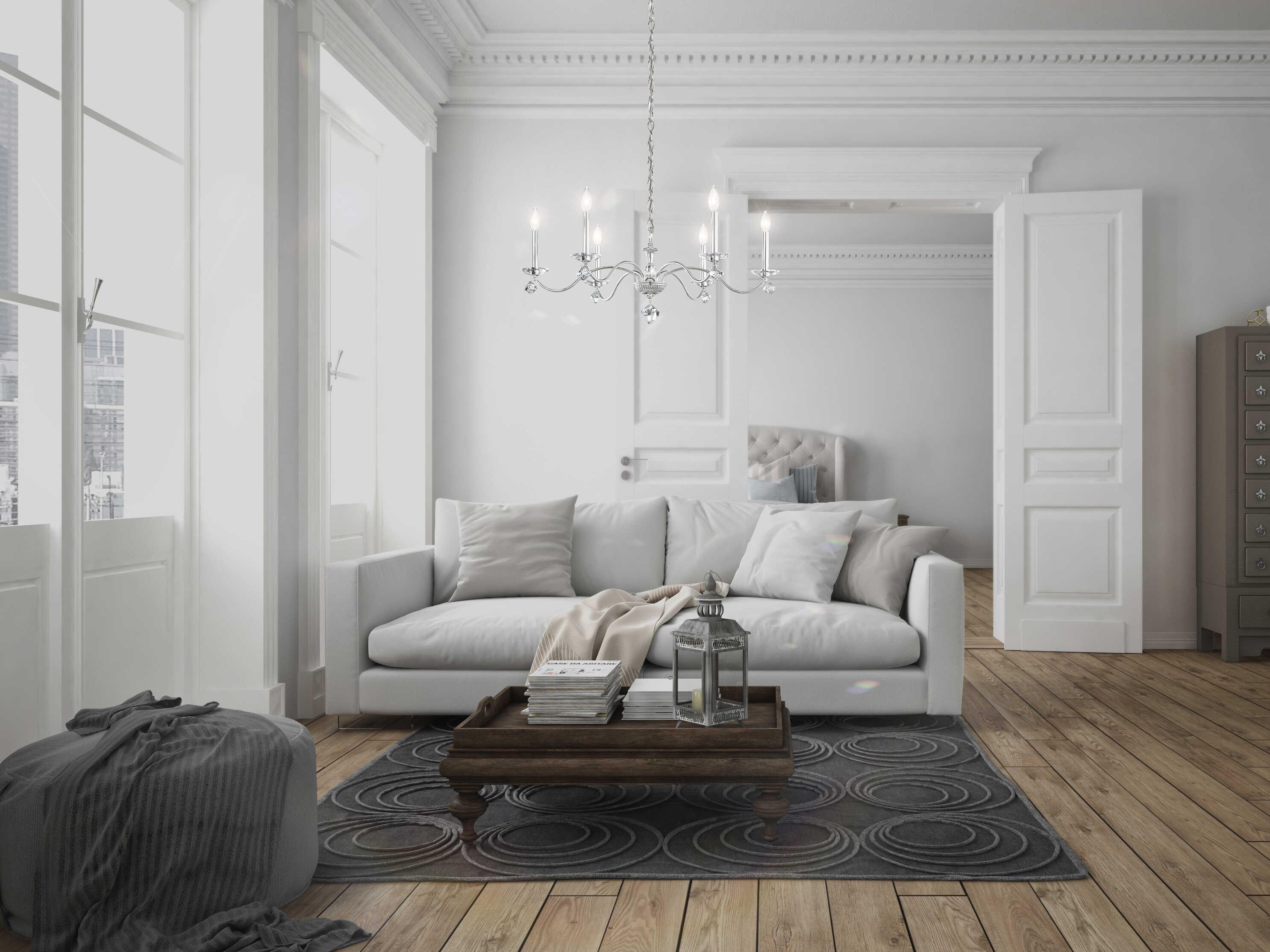 Schonbek Modique 6-Light Silver Crystal Candelabra Chandelier