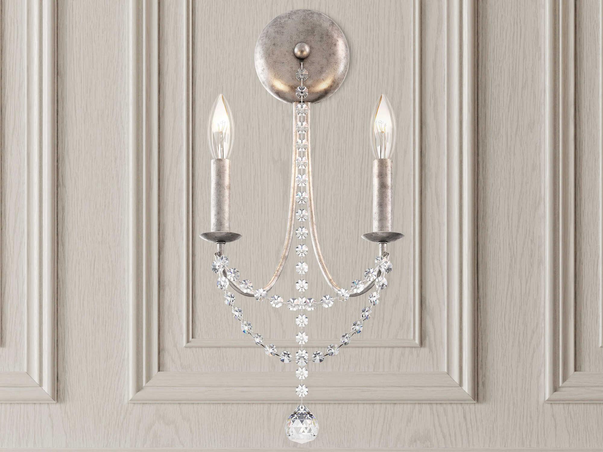 Schonbek Verdana 2-Light Antique Silver Crystal Wall Sconce