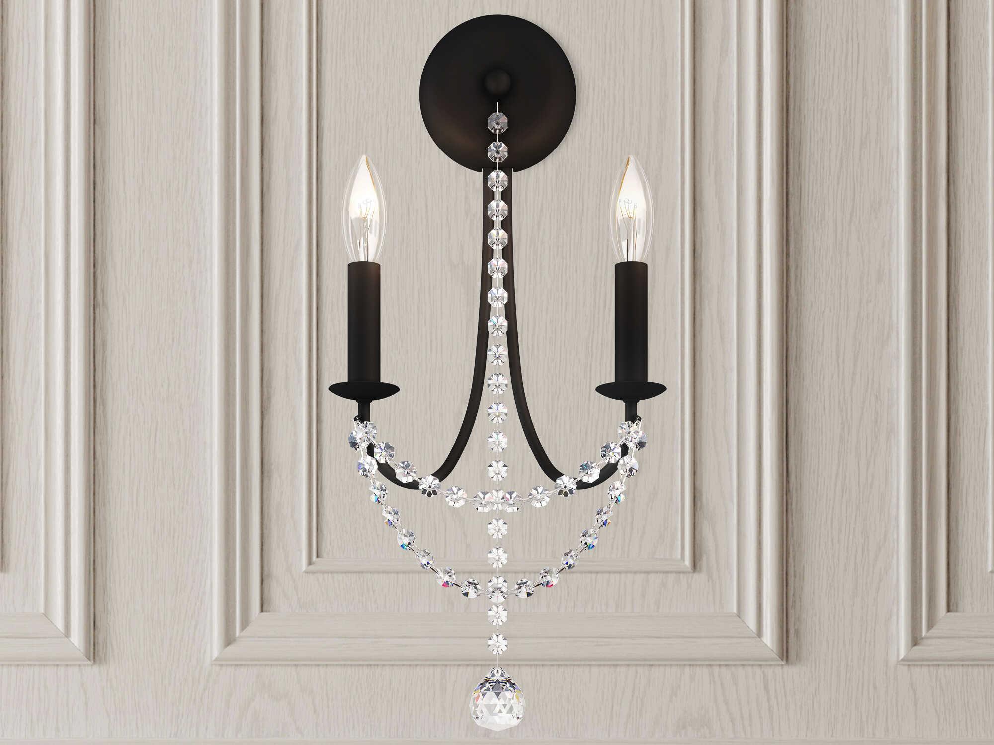 Schonbek Verdana 2-Light Black Crystal Wall Sconce