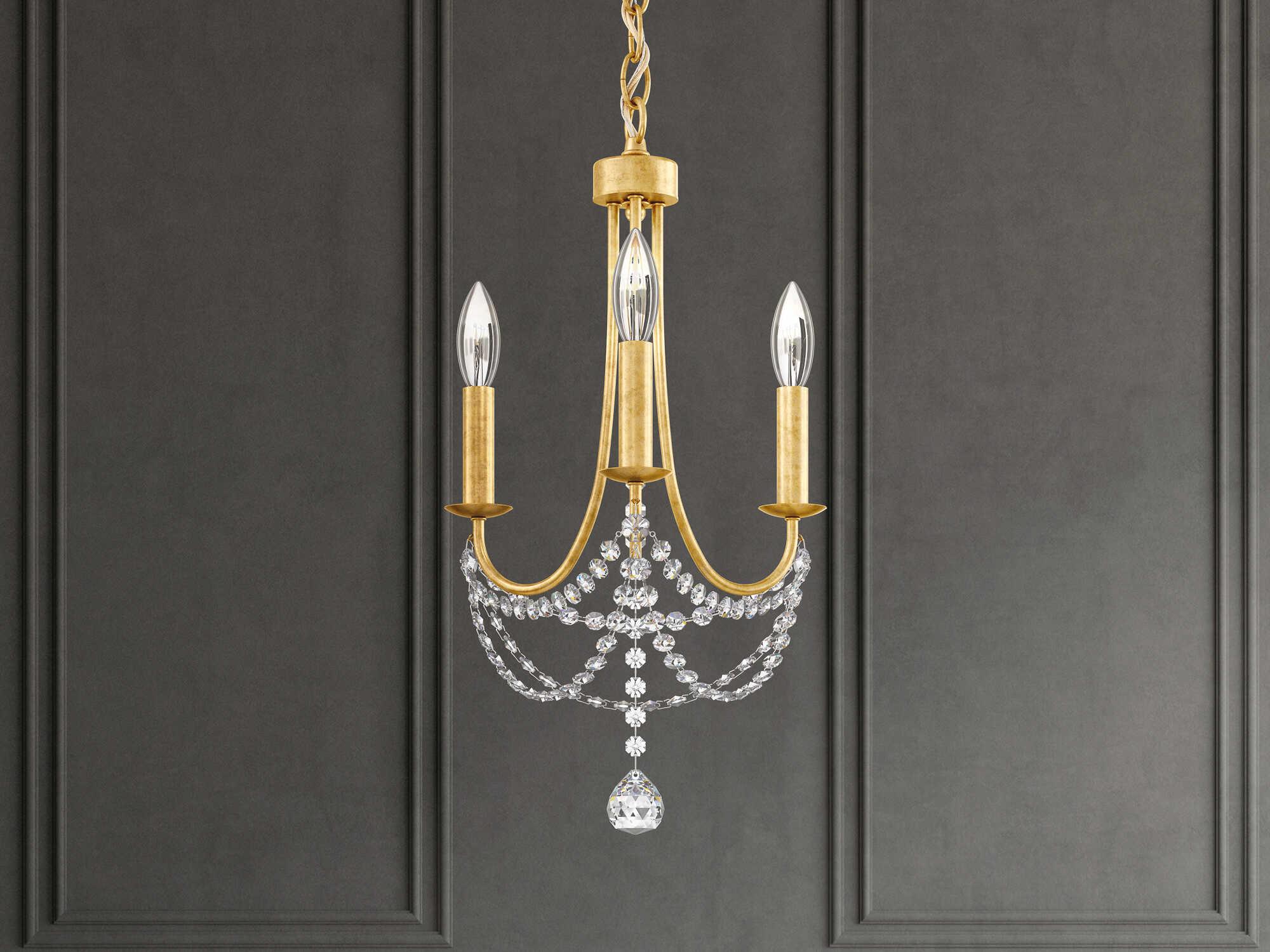 Schonbek Verdana 3-Light Heirloom Gold Crystal Candelabra Chandelier