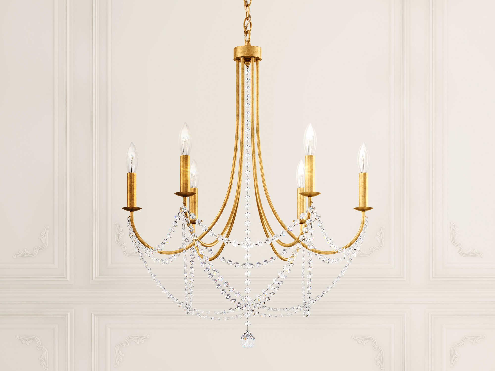 Schonbek Verdana 6-Light Heirloom Gold Crystal Candelabra Chandelier