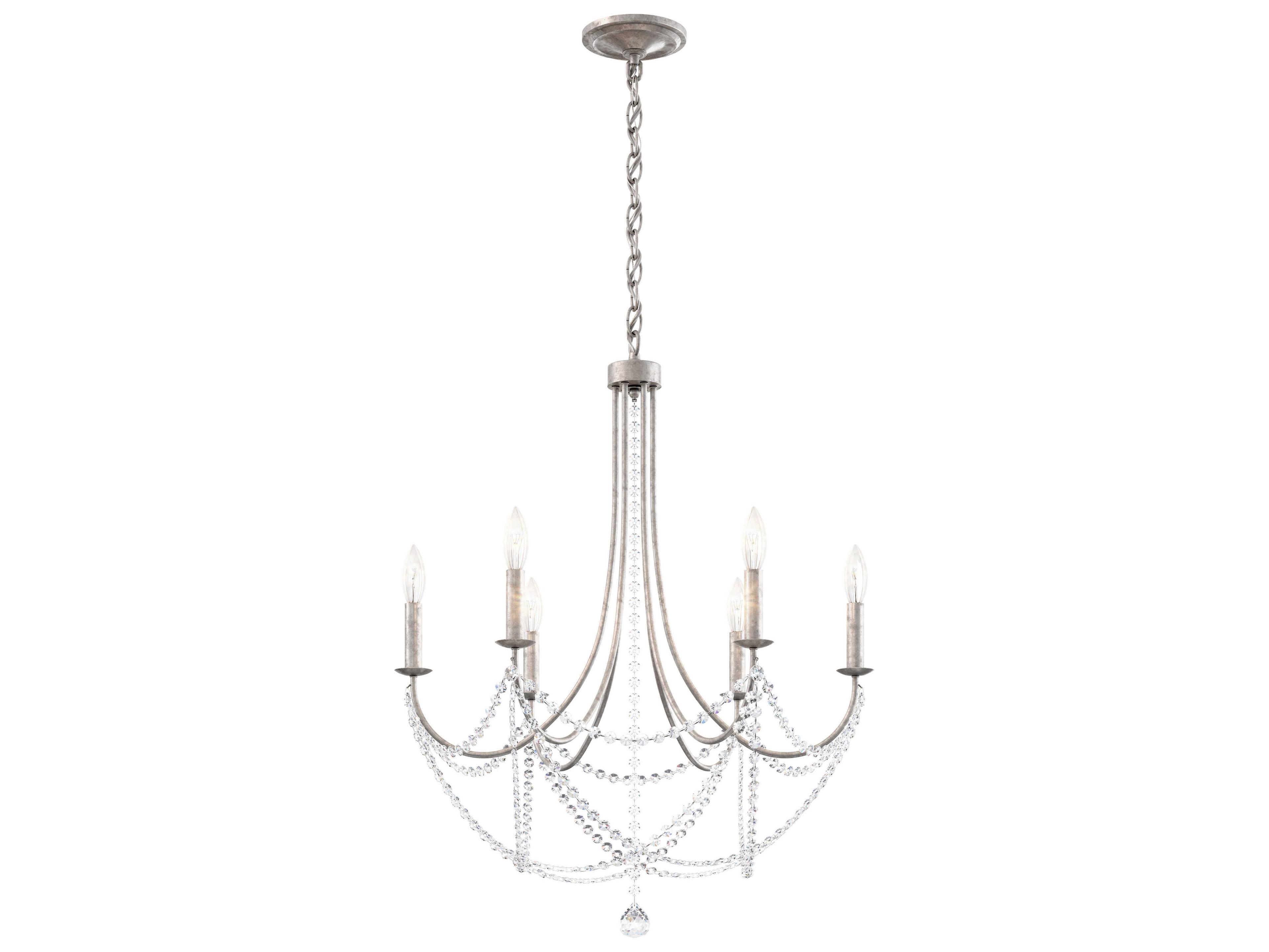 Schonbek Verdana 6-Light Antique Silver Crystal Candelabra Chandelier