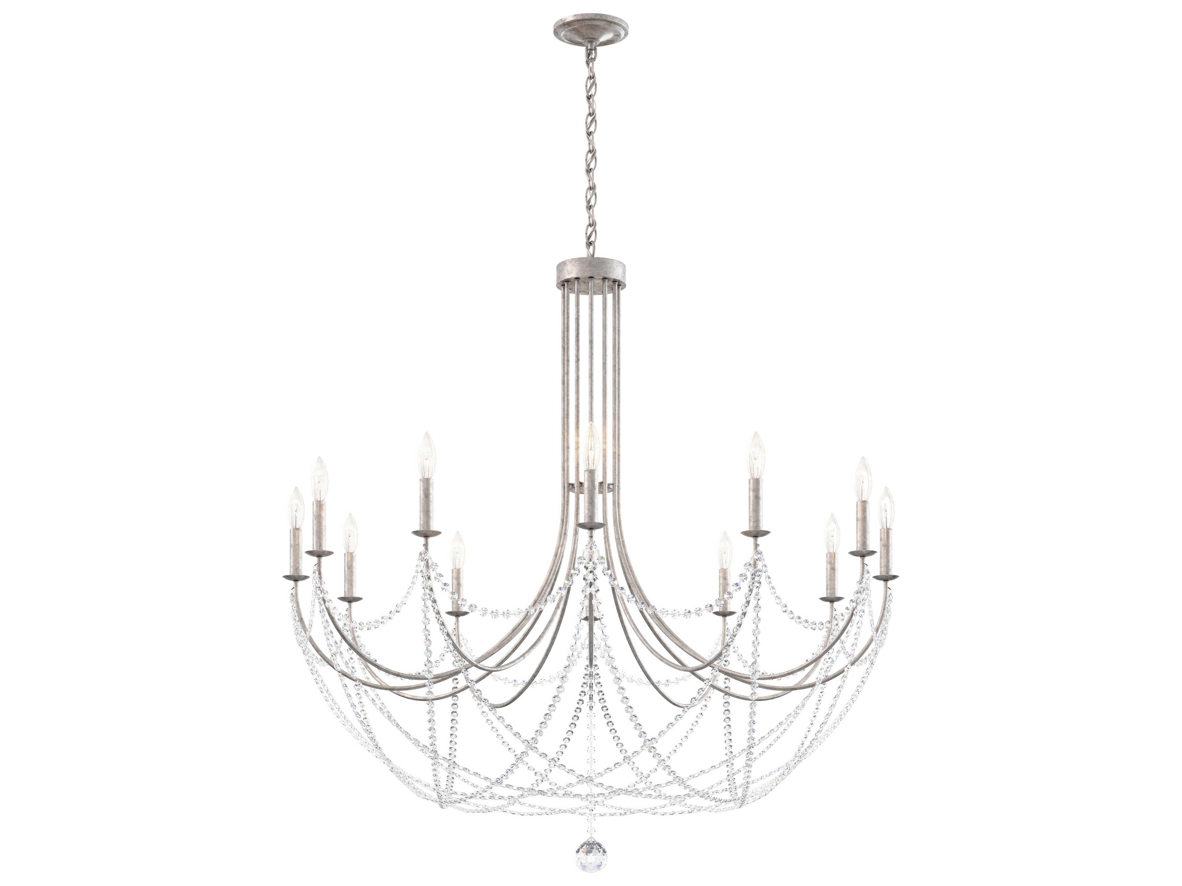 Schonbek Verdana 12-Light Antique Silver Crystal Candelabra Chandelier