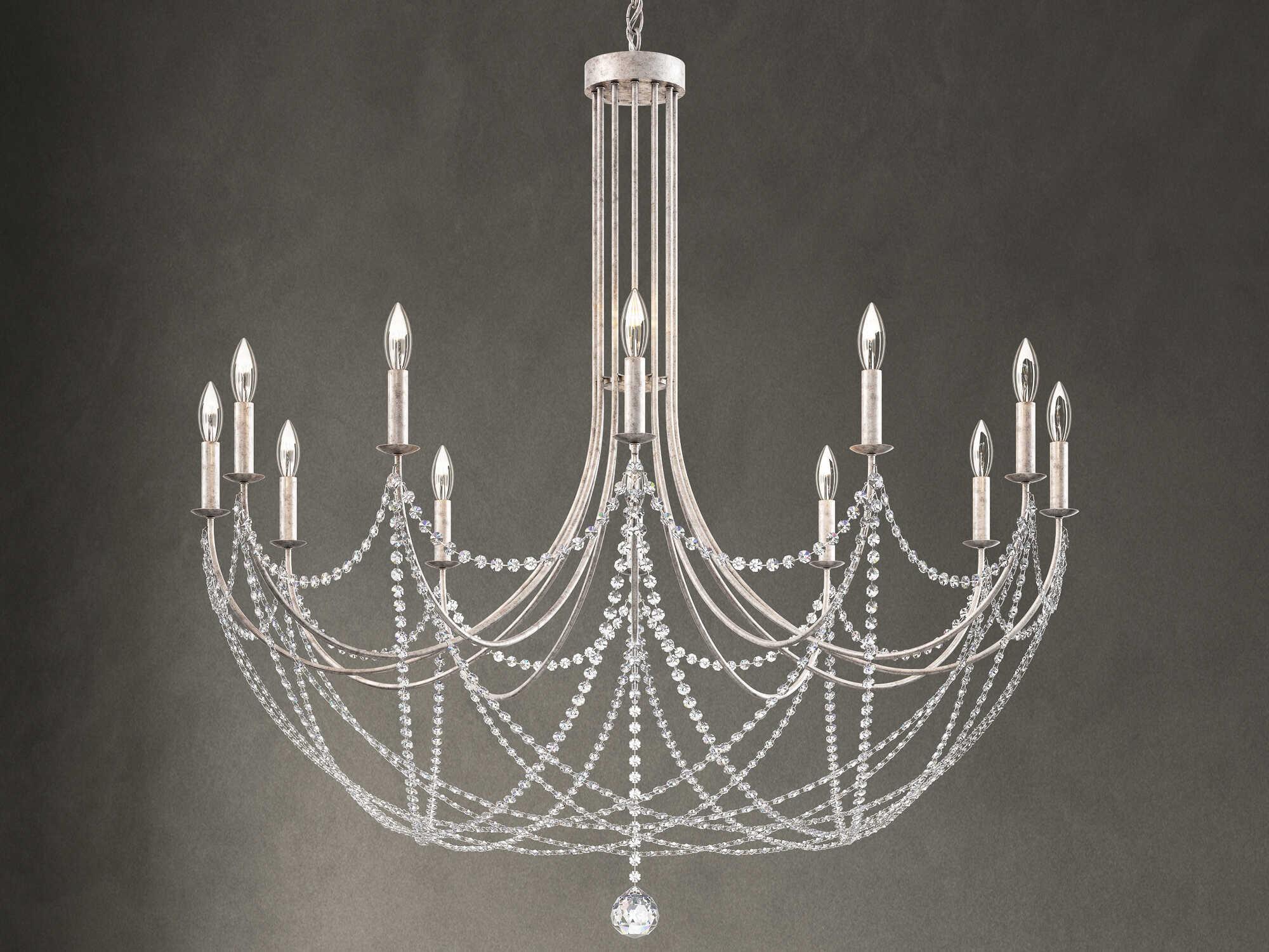 Schonbek Verdana 12-Light Antique Silver Crystal Candelabra Chandelier