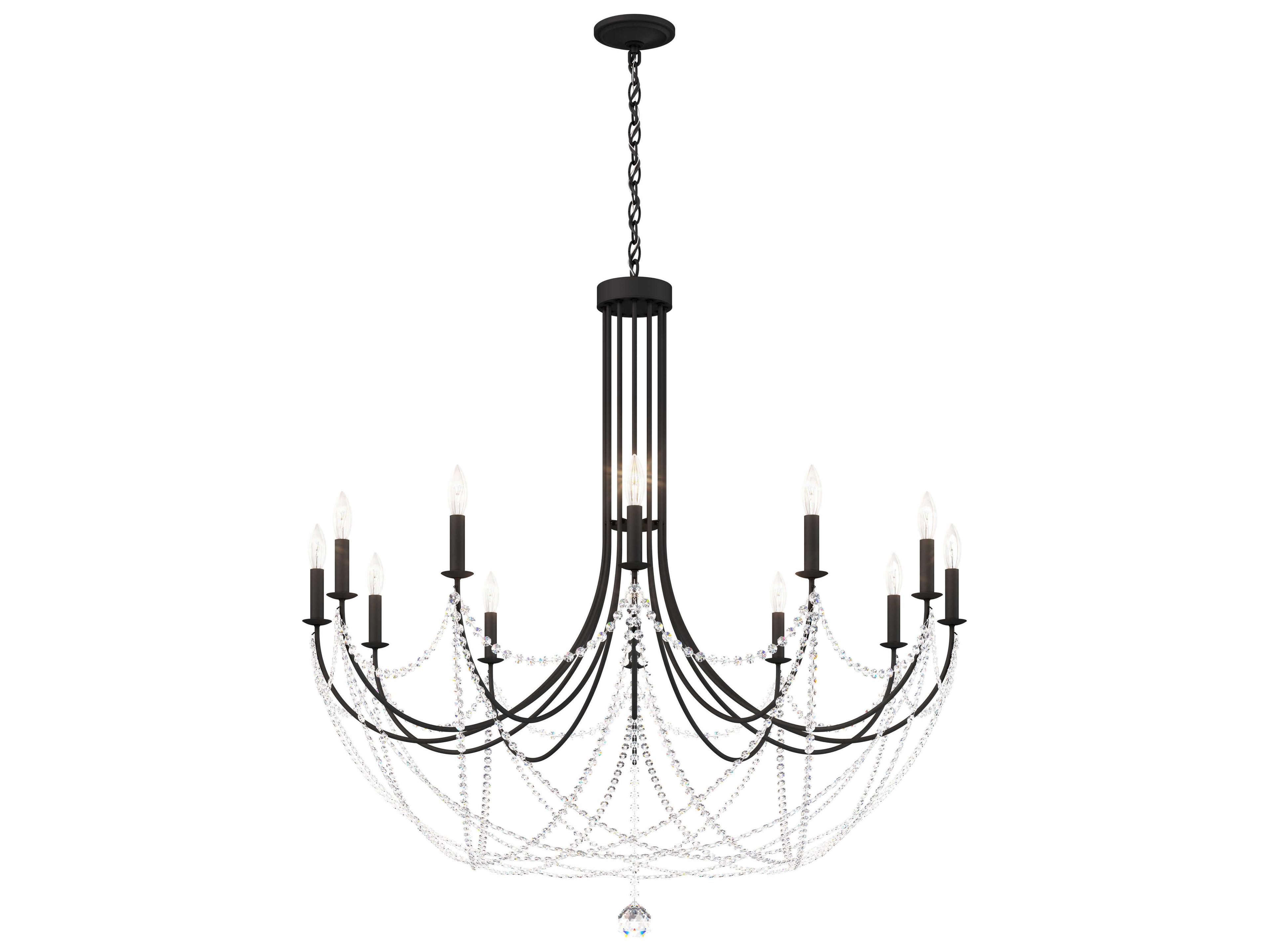 Schonbek Verdana 12-Light Black Crystal Candelabra Chandelier
