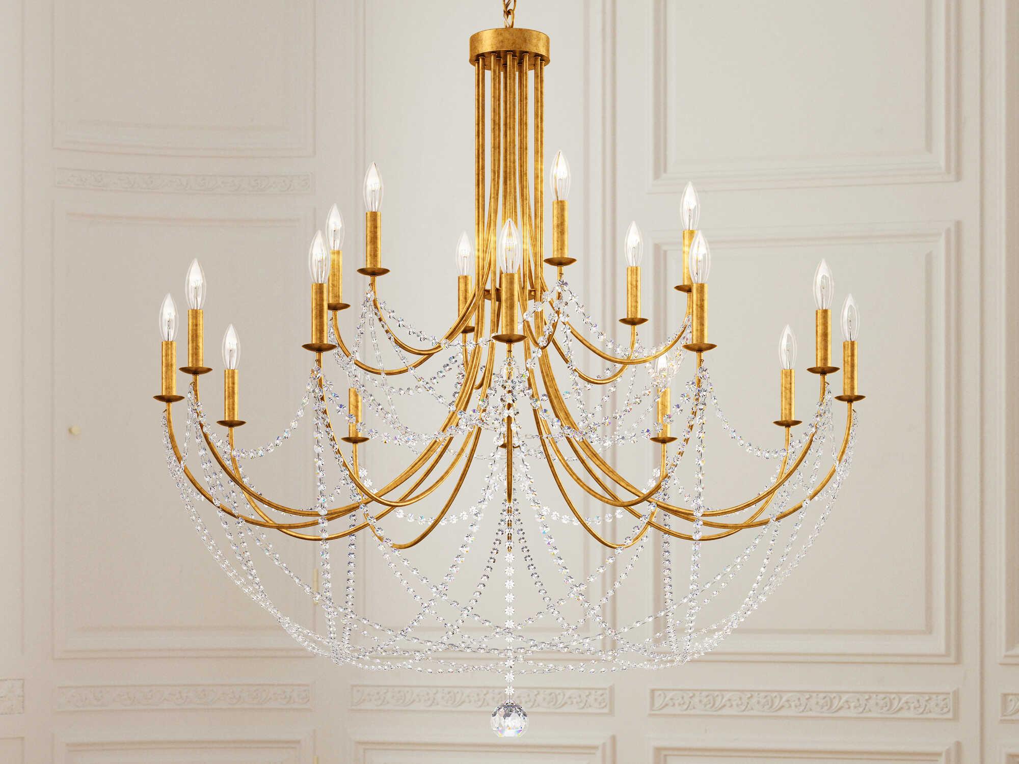 Schonbek Verdana 18-Light8-Light Heirloom Gold Crystal Candelabra Chandelier
