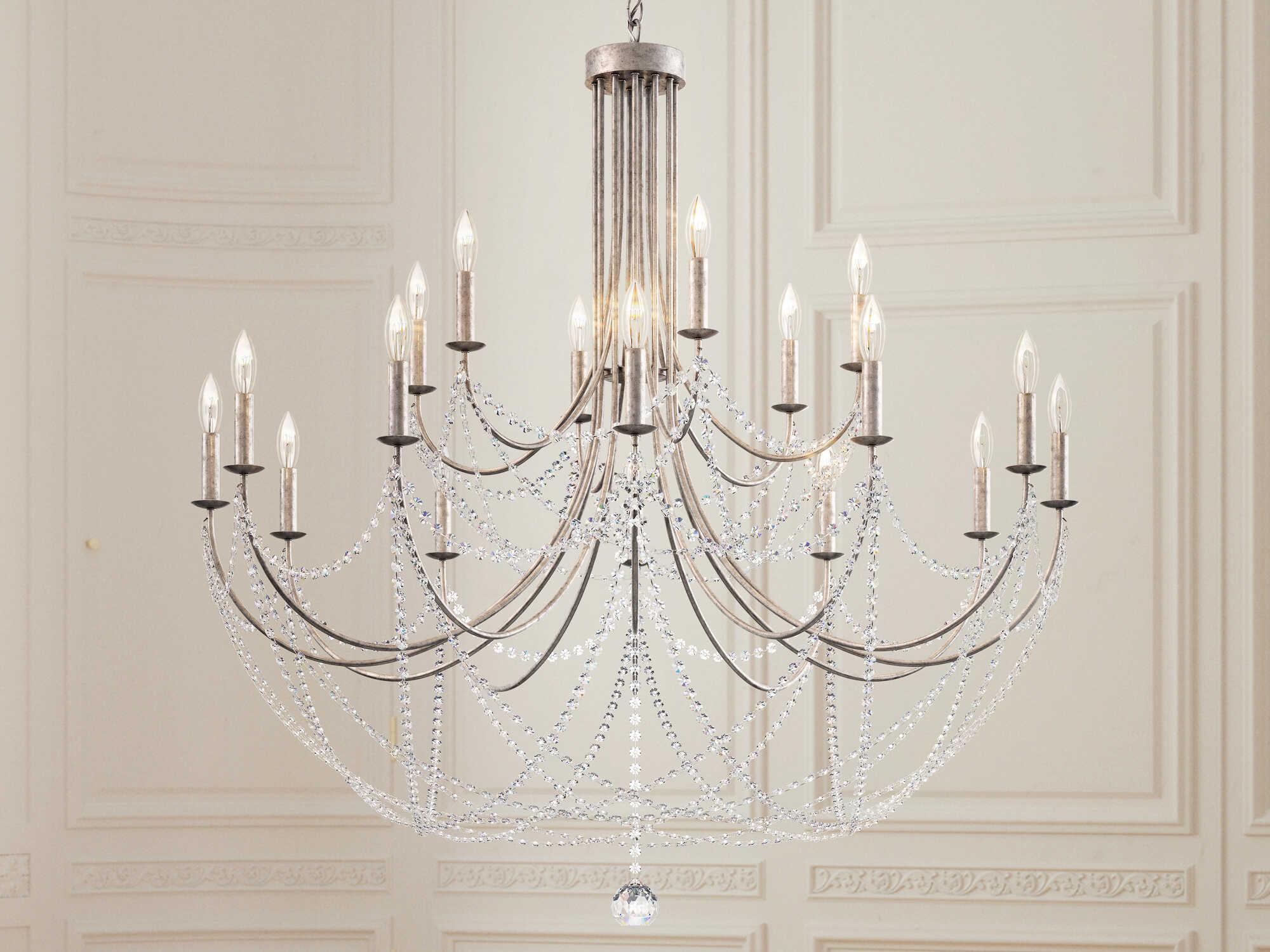 Schonbek Verdana 18-Light8-Light Antique Silver Crystal Candelabra Chandelier