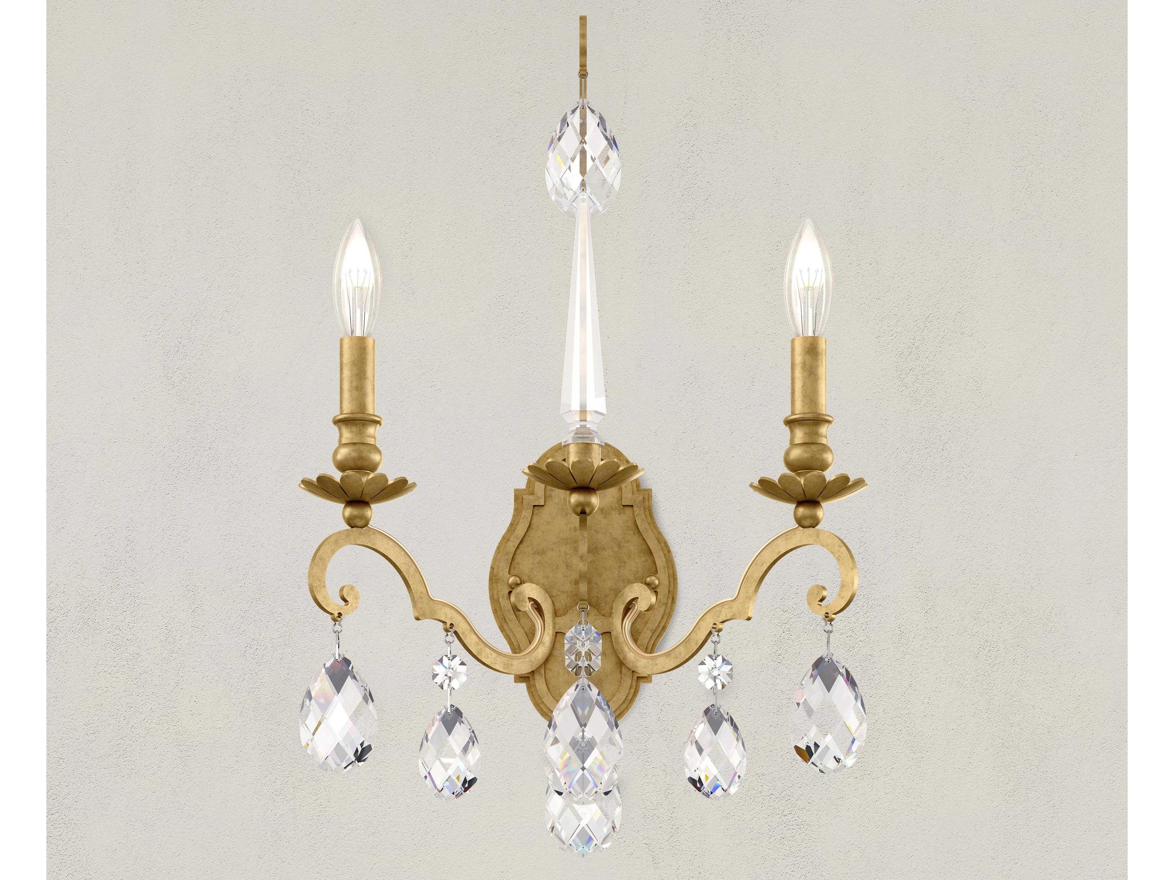 Schonbek Renaissance Nouveau 2-Light Heirloom Gold Crystal Wall Sconce