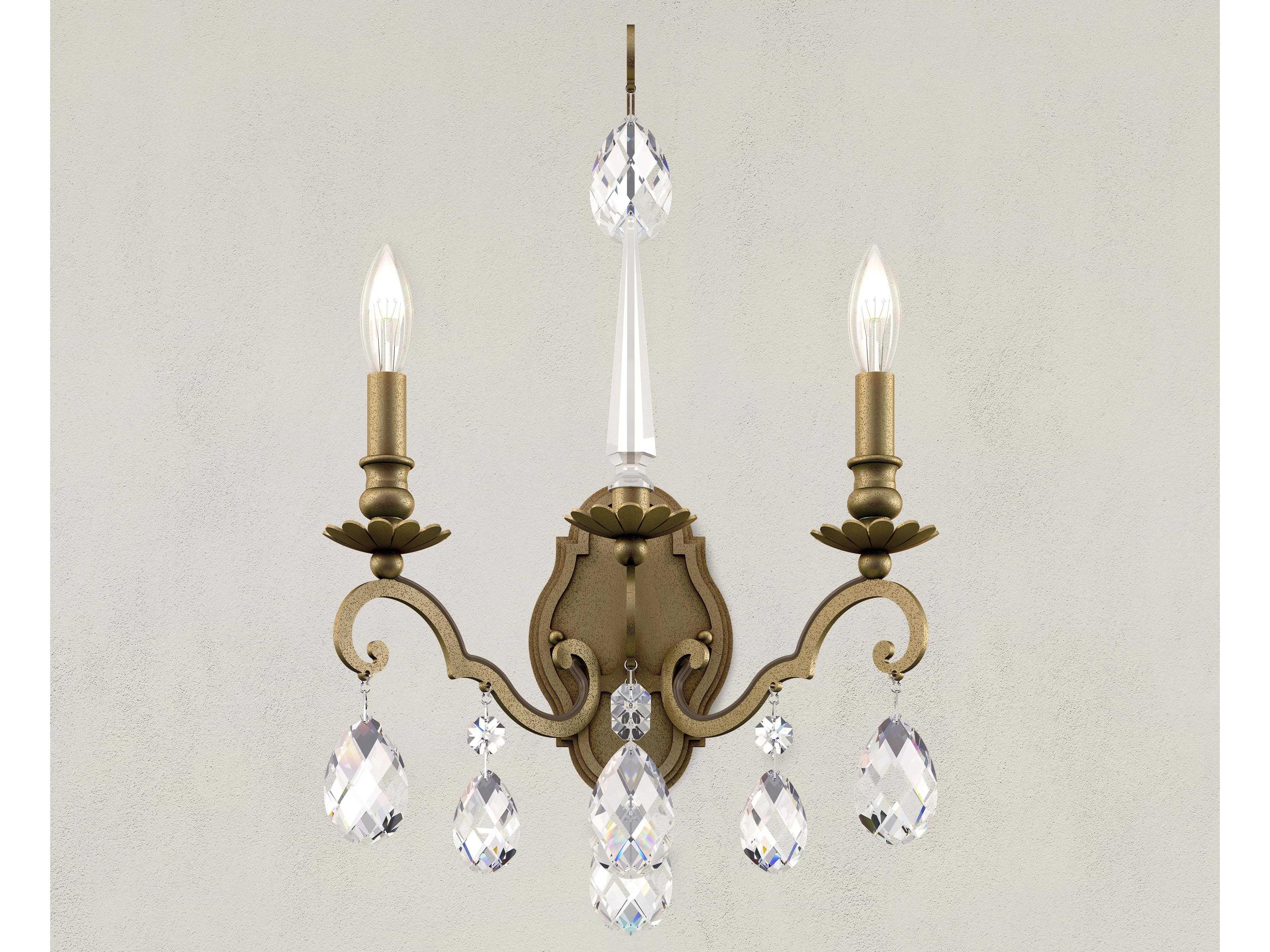 Schonbek Renaissance Nouveau 2-Light Etruscan Gold Crystal Wall Sconce