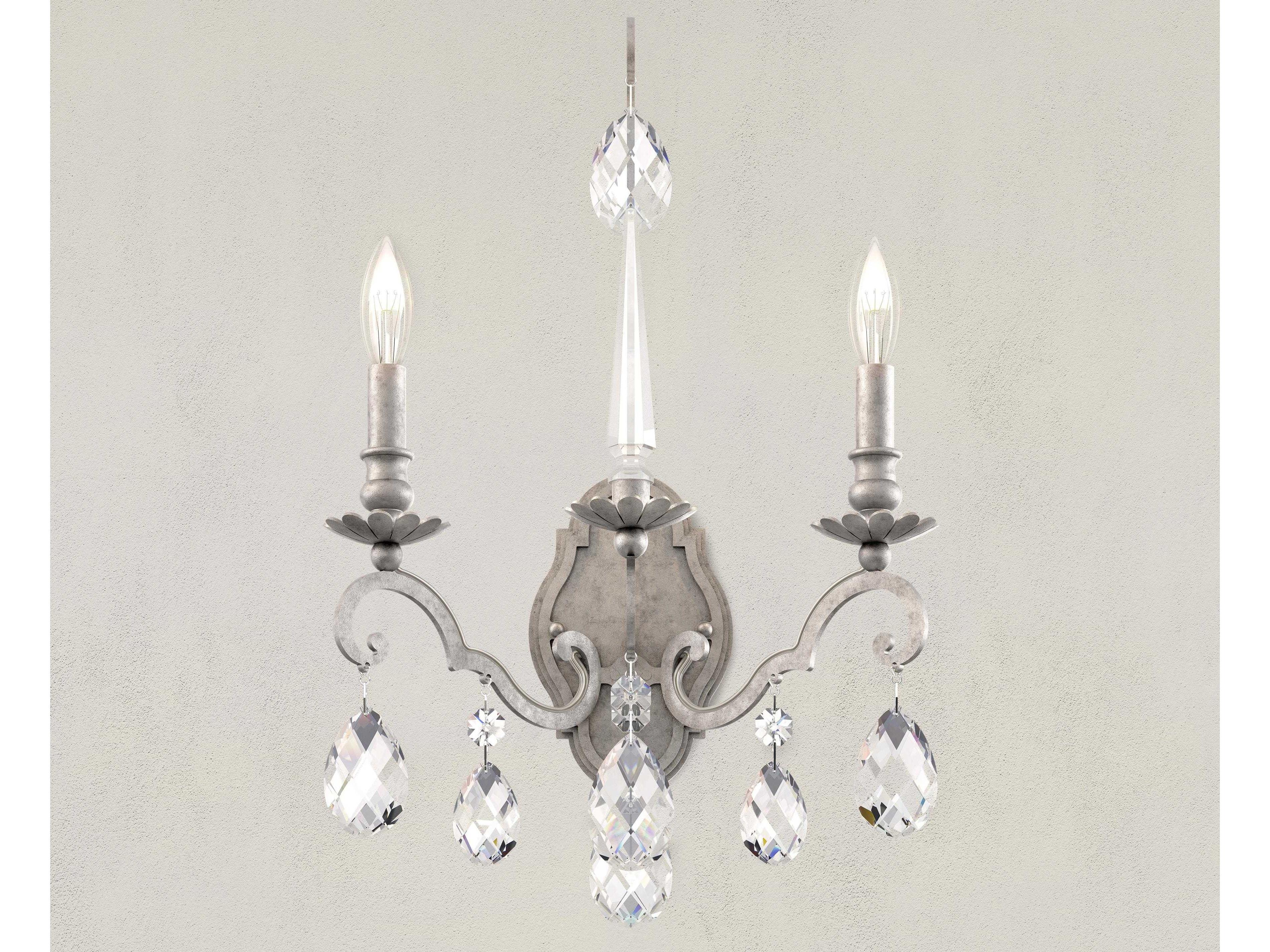 Schonbek Renaissance Nouveau 2-Light Antique Silver Crystal Wall Sconce