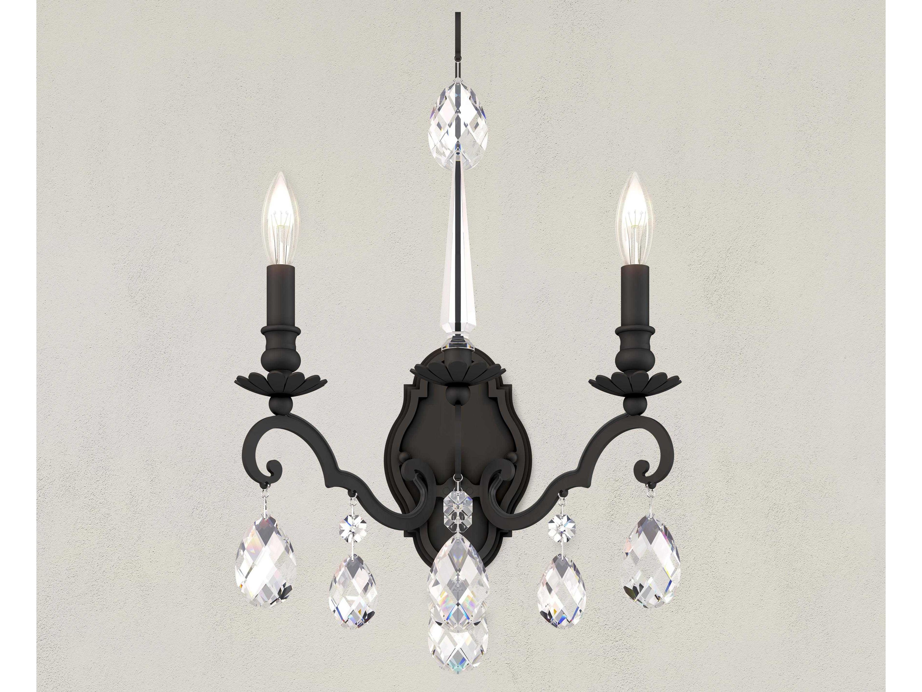 Schonbek Renaissance Nouveau 2-Light Black Crystal Wall Sconce