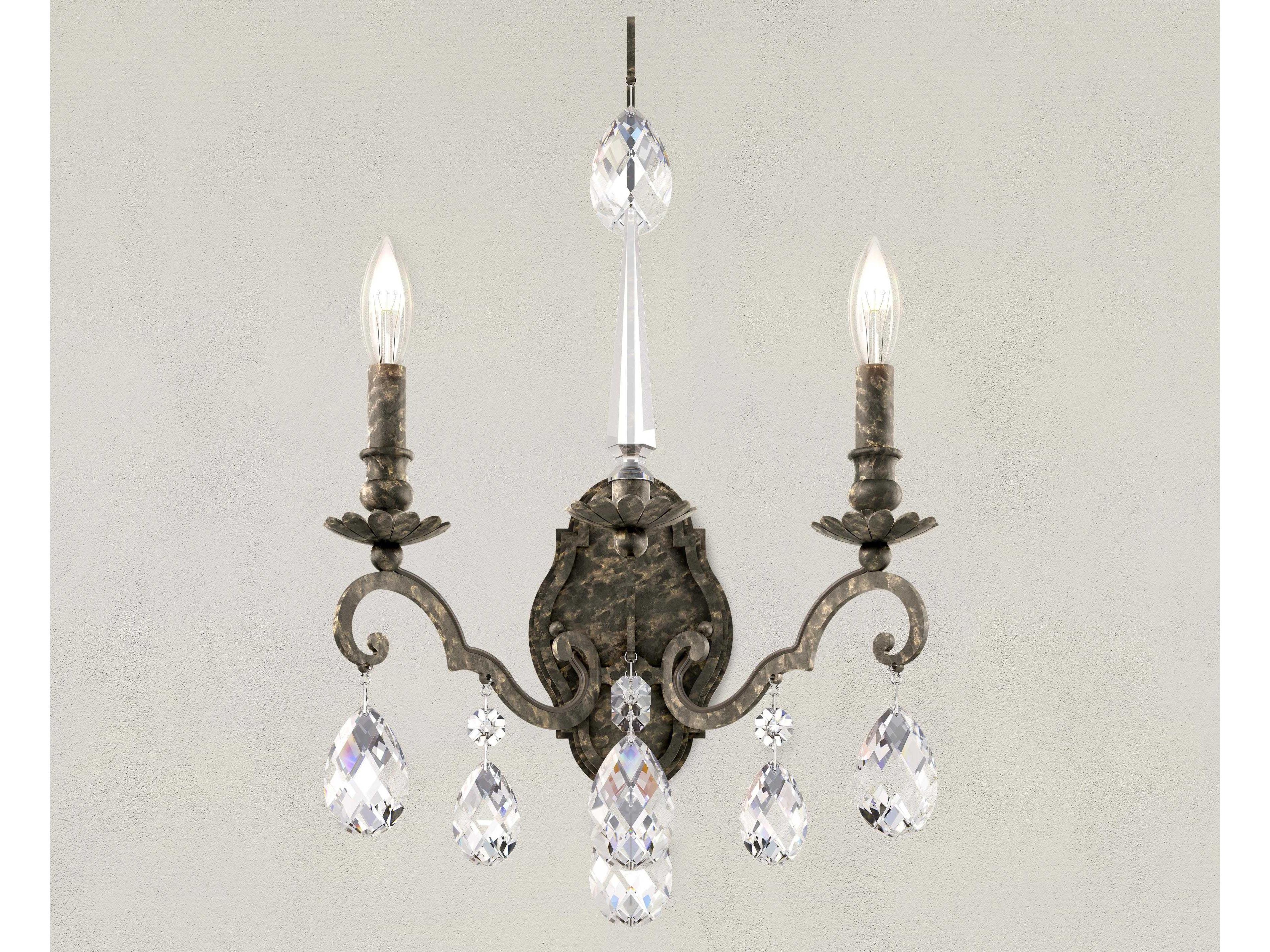 Schonbek Renaissance Nouveau 2-Light Heirloom Bronze Crystal Wall Sconce