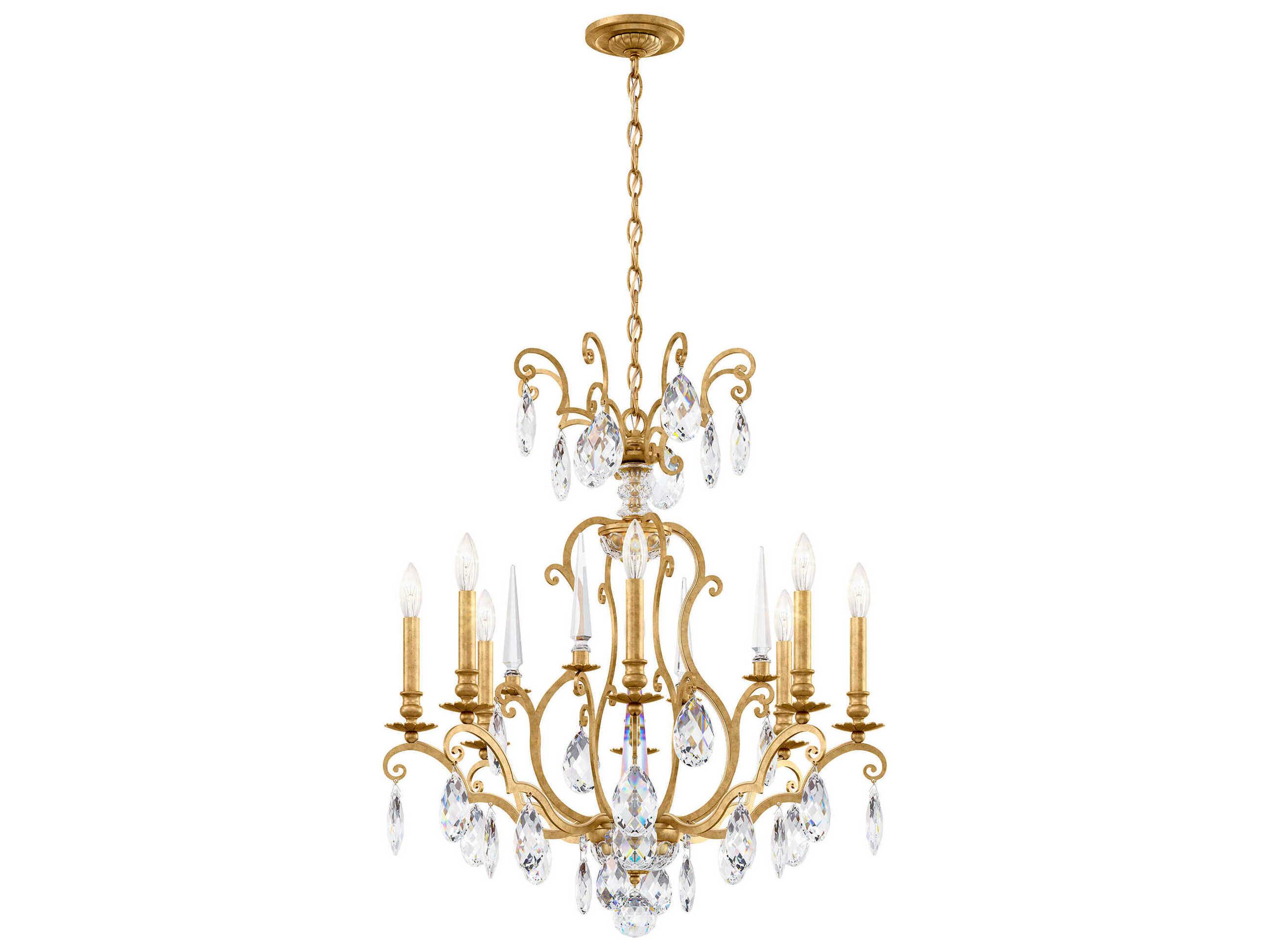 Schonbek Renaissance Nouveau 8-Light Heirloom Gold Crystal Candelabra Chandelier