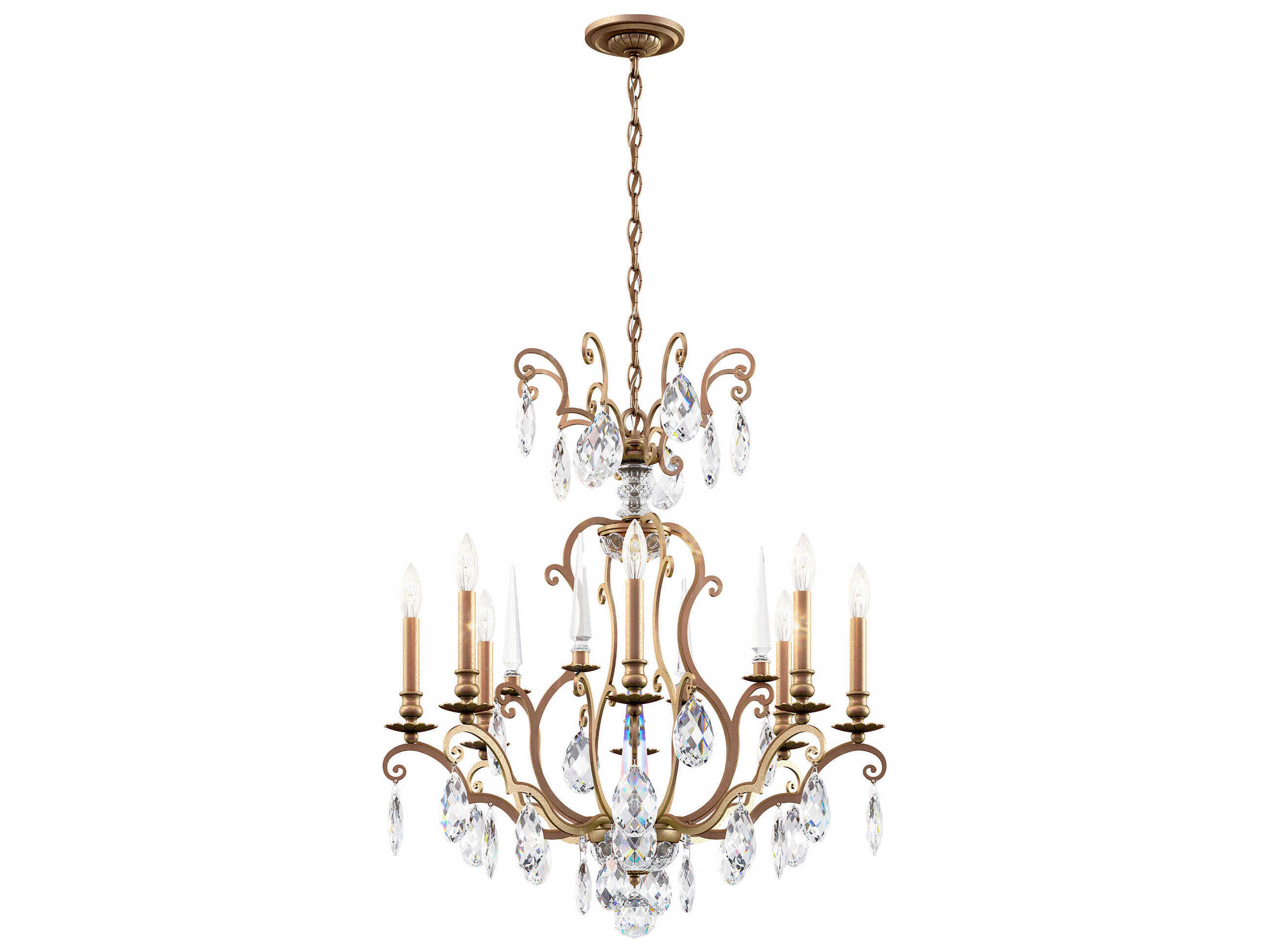 Schonbek Renaissance Nouveau 8-Light Etruscan Gold Crystal Candelabra Chandelier