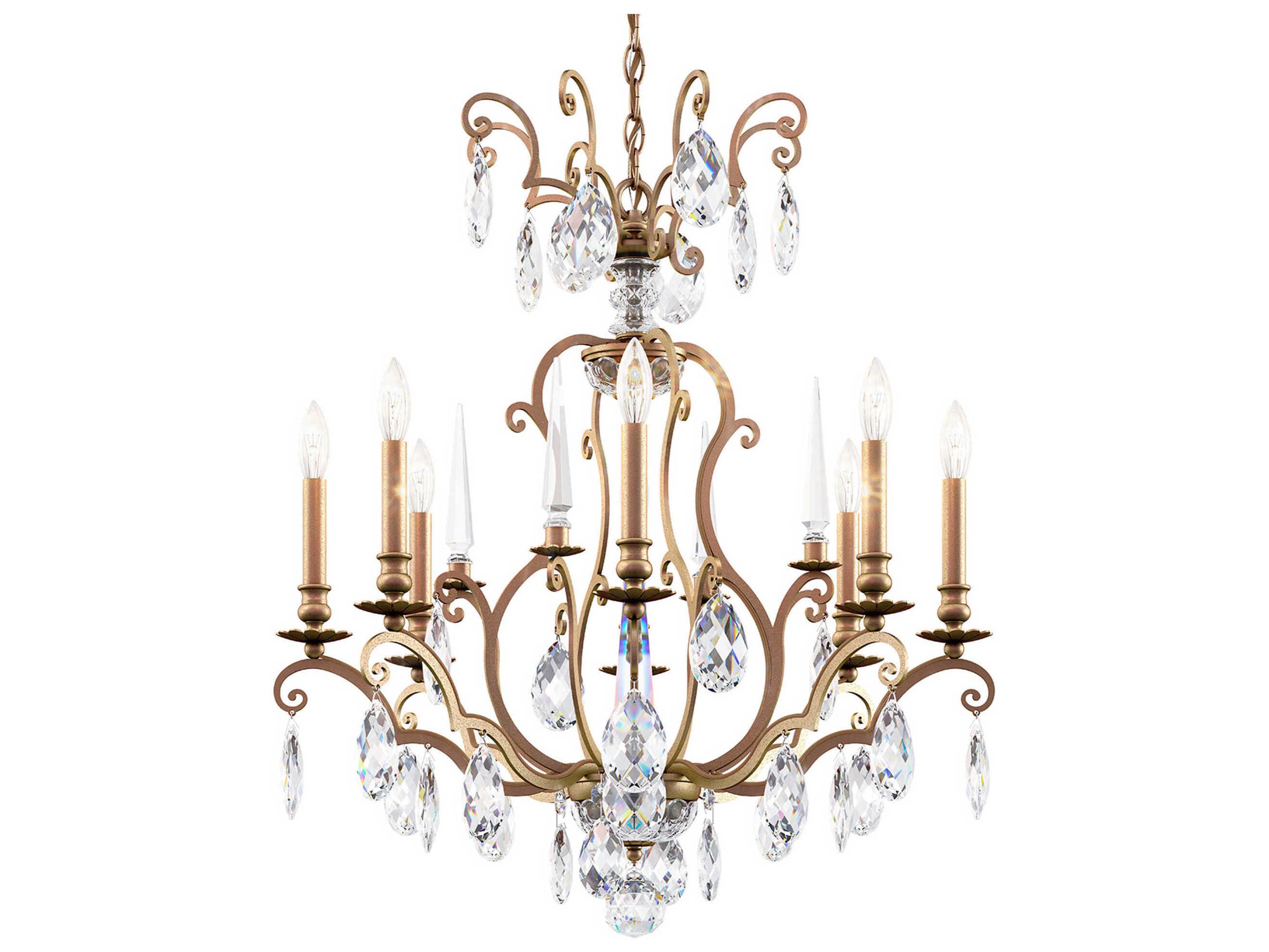 Schonbek Renaissance Nouveau 8-Light Etruscan Gold Crystal Candelabra Chandelier