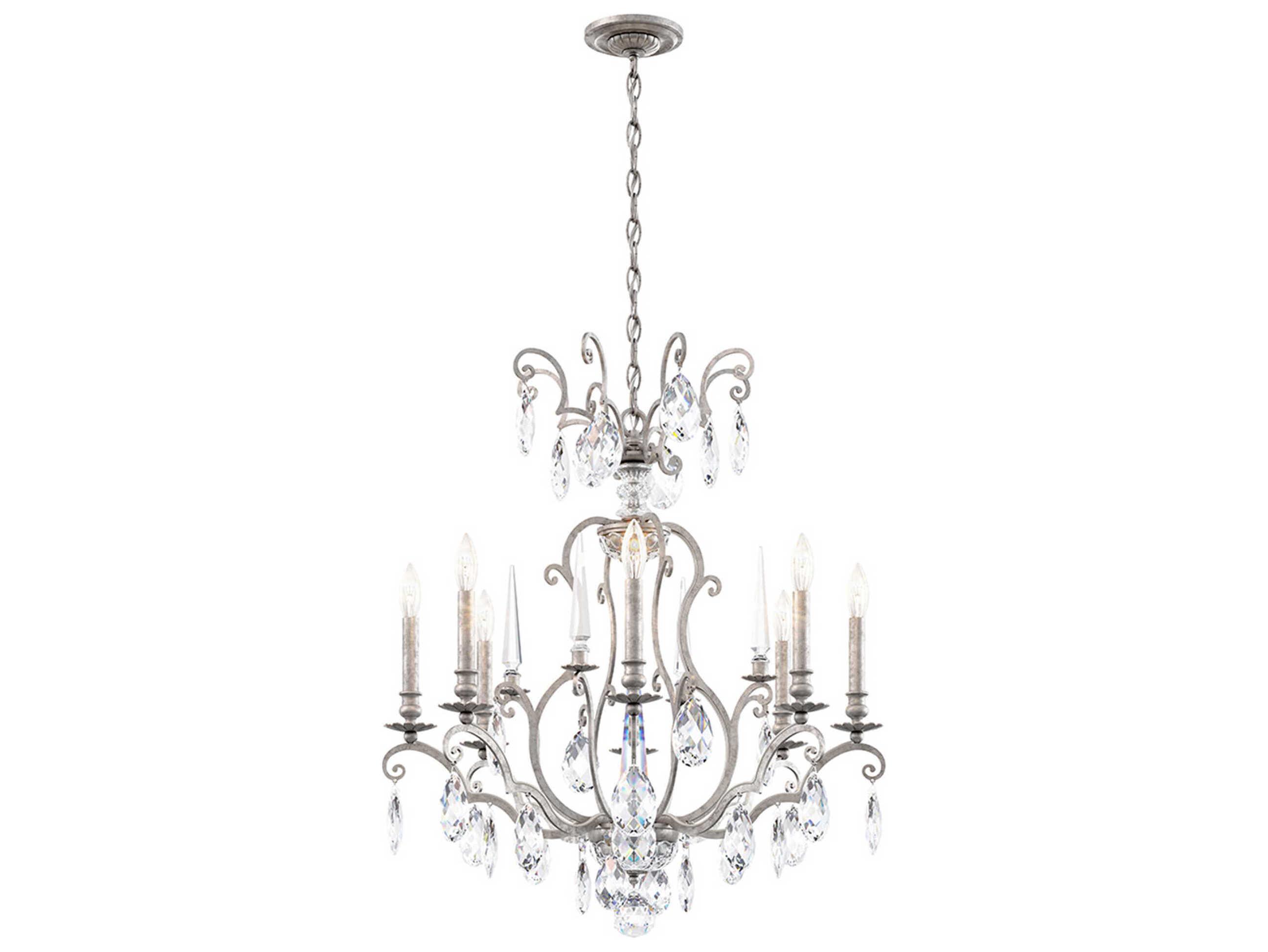 Schonbek Renaissance Nouveau 8-Light Antique Silver Crystal Candelabra Chandelier