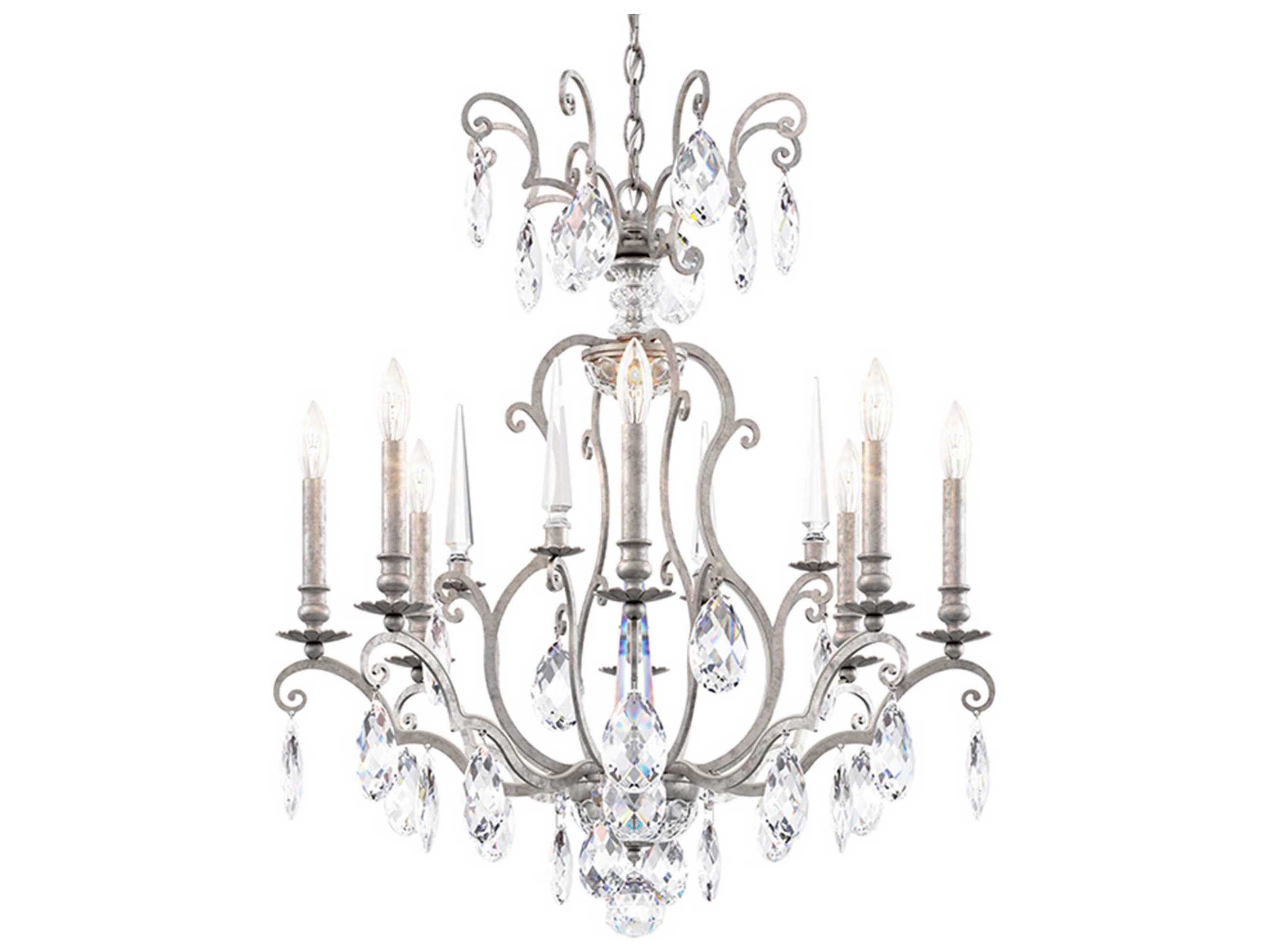 Schonbek Renaissance Nouveau 8-Light Antique Silver Crystal Candelabra Chandelier