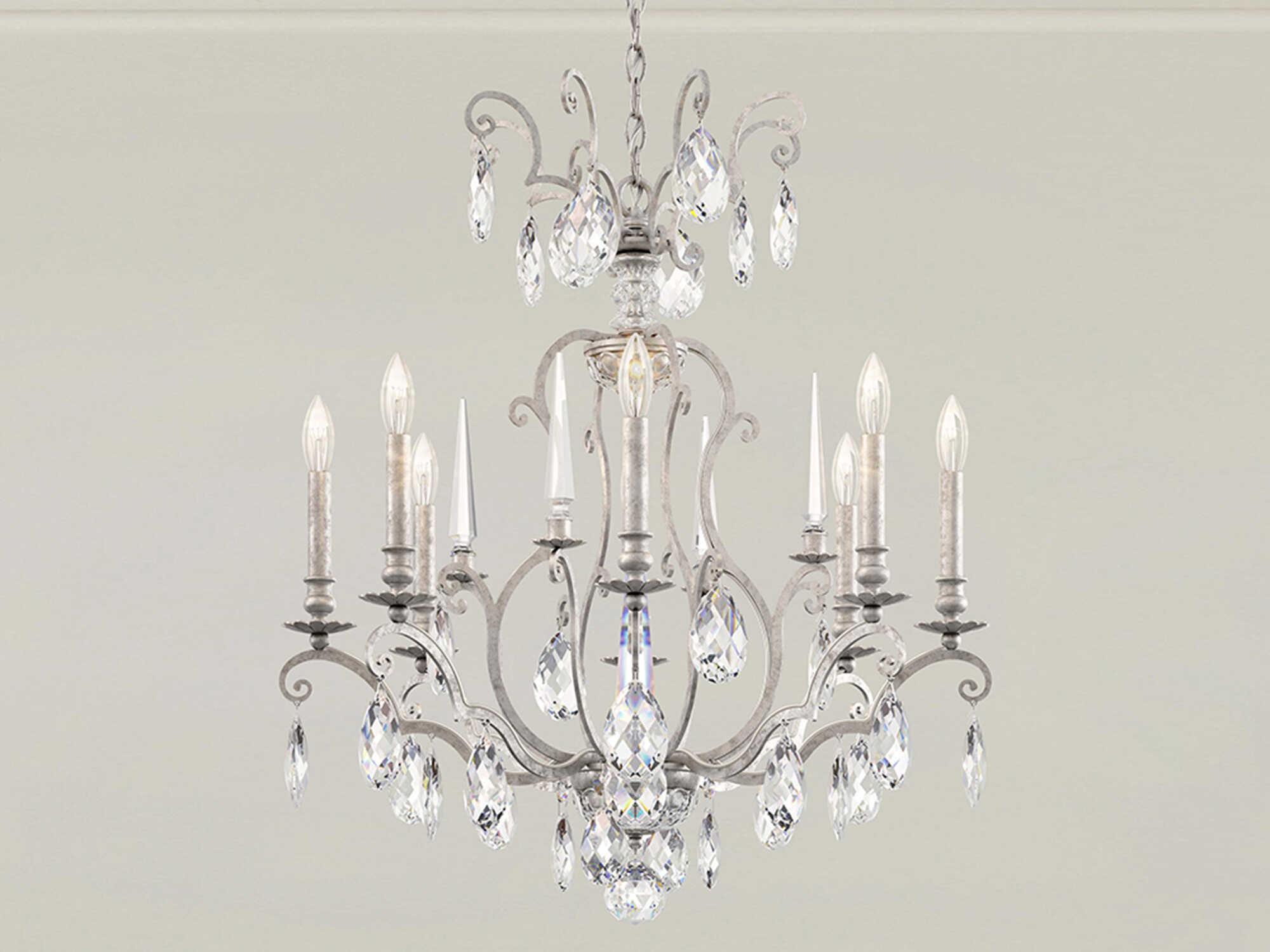 Schonbek Renaissance Nouveau 8-Light Antique Silver Crystal Candelabra Chandelier