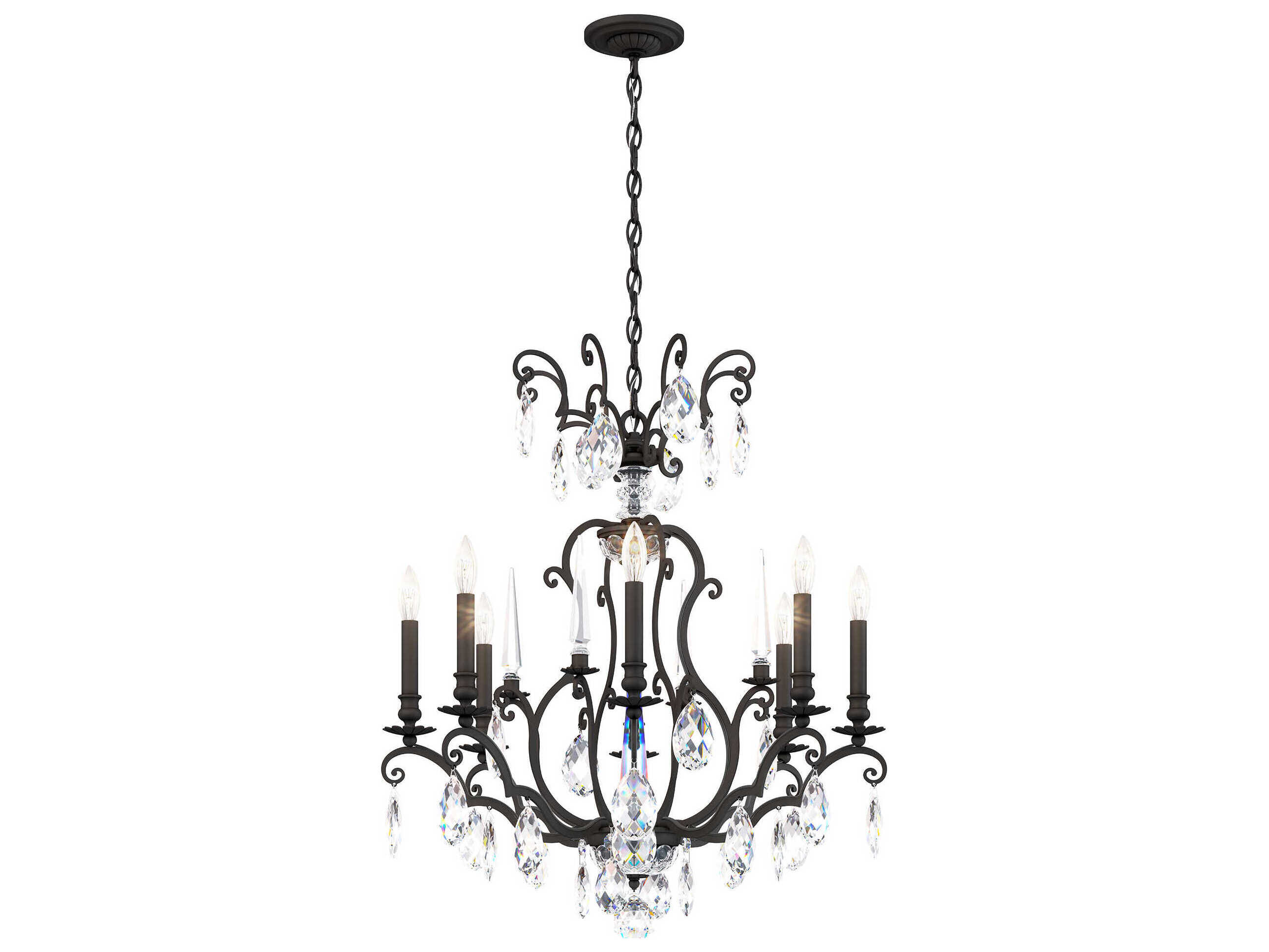Schonbek Renaissance Nouveau 8-Light Black Crystal Candelabra Chandelier