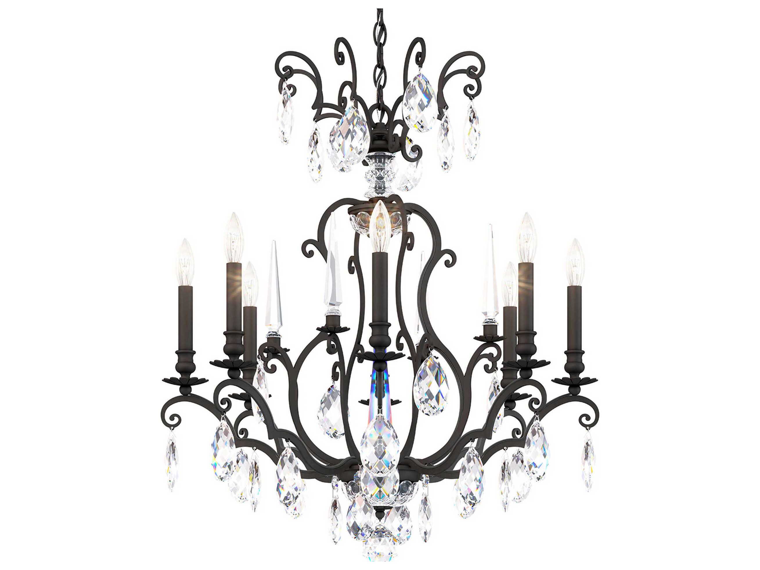 Schonbek Renaissance Nouveau 8-Light Black Crystal Candelabra Chandelier