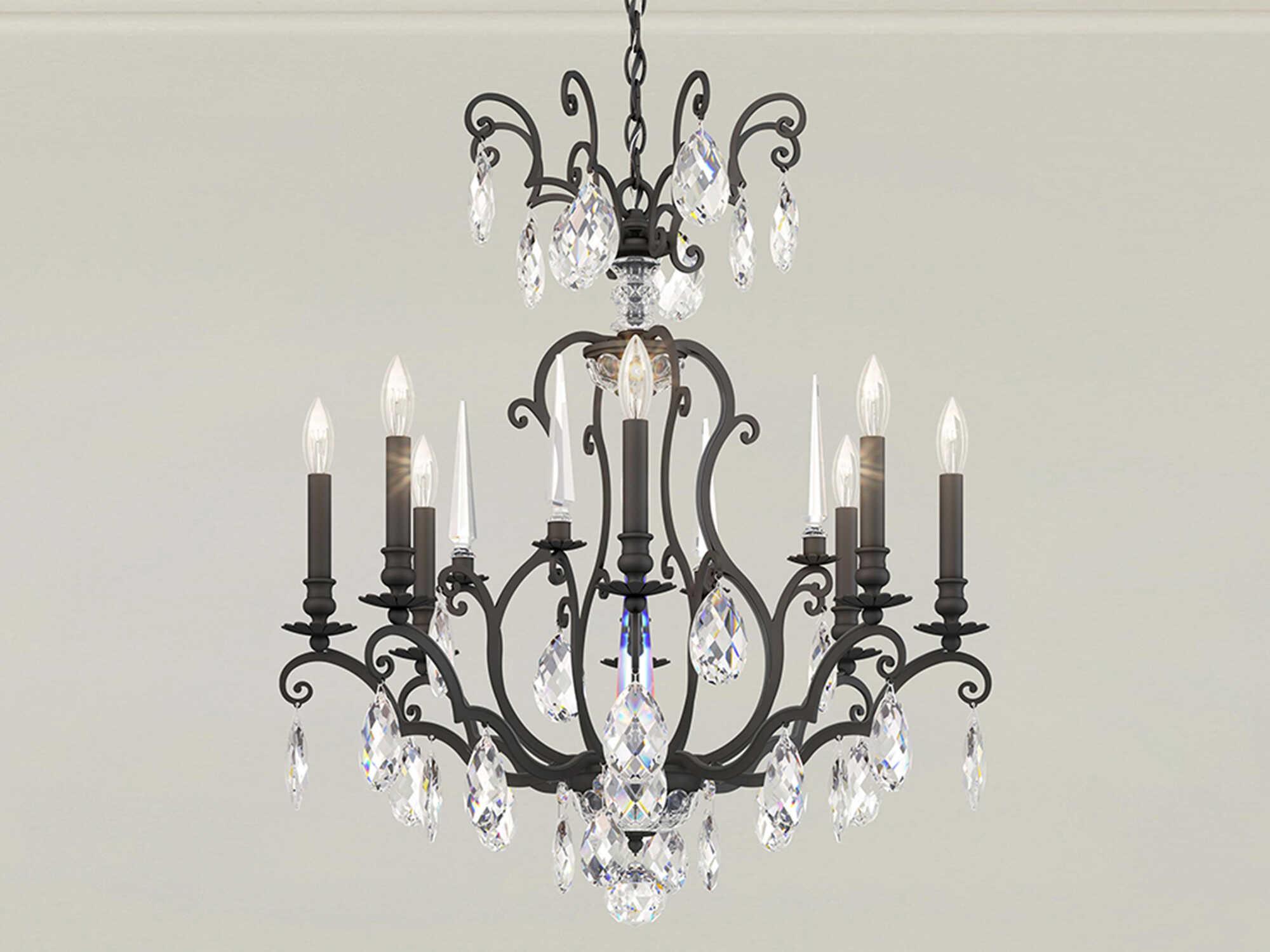 Schonbek Renaissance Nouveau 8-Light Black Crystal Candelabra Chandelier